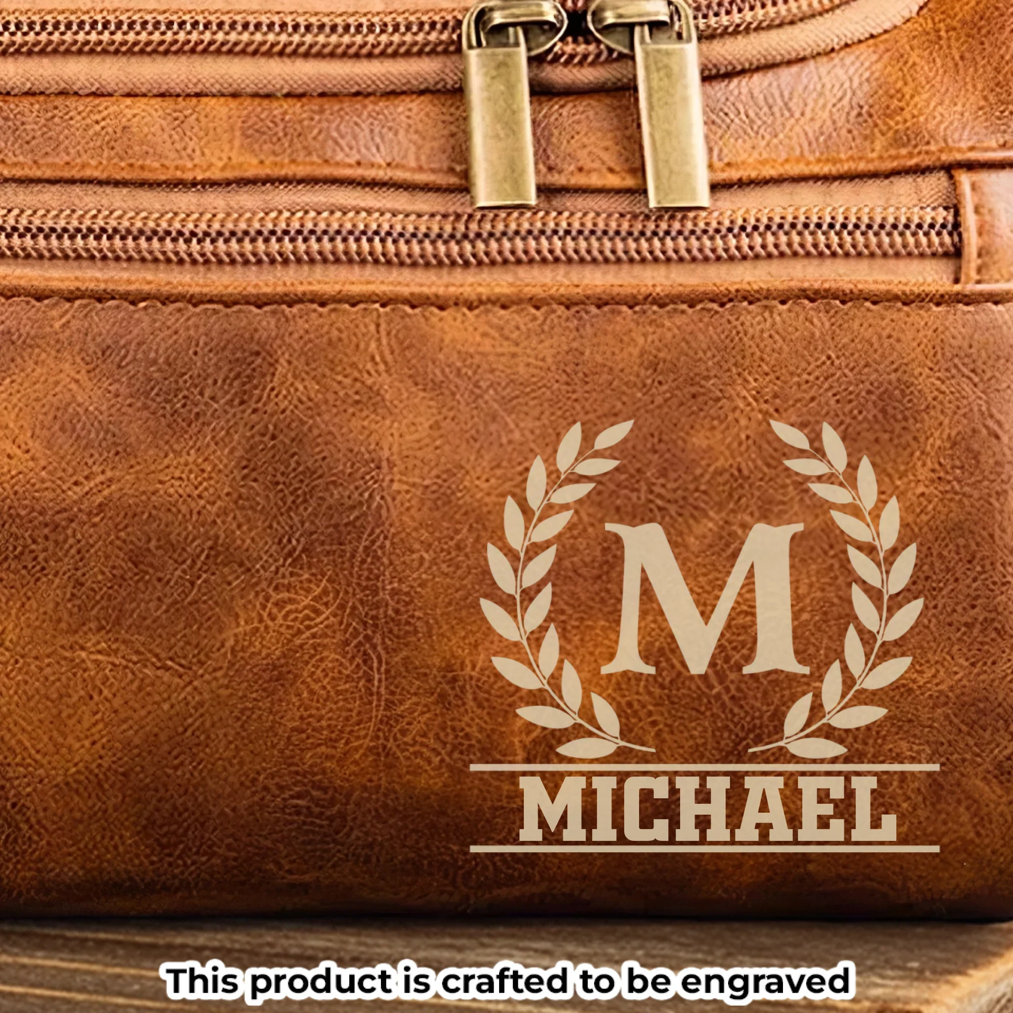 Custom Engraved Leather Toiletry Bag - Personalized Birthday Gifts For Dad, Brother, Grandpa, Husband - Built For Every Path - Robaser