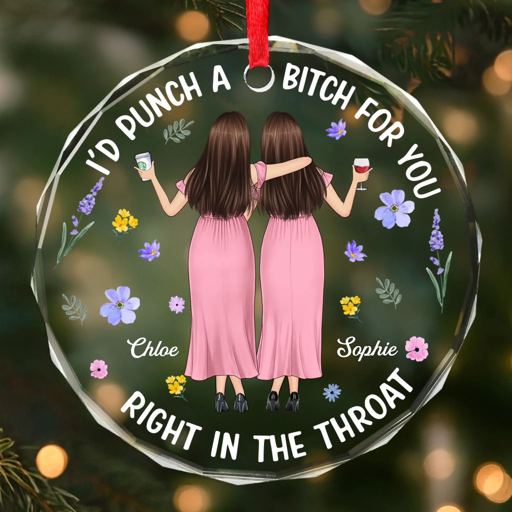 Custom Circle Glass Ornament - Personalized Best Friend Christmas Birthday Gifts For Women, Besties, Sisters, BFF - Found My Kind Of Crazy - Robaser