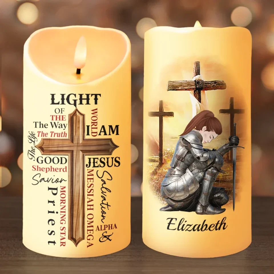 I Am The Son Of The King And A Warrior Of God, Walking In His Light - Family Personalized Custom LED Candle - Christmas Gift For Yourself, Best Friends, Sisters, Family Members - Robaser