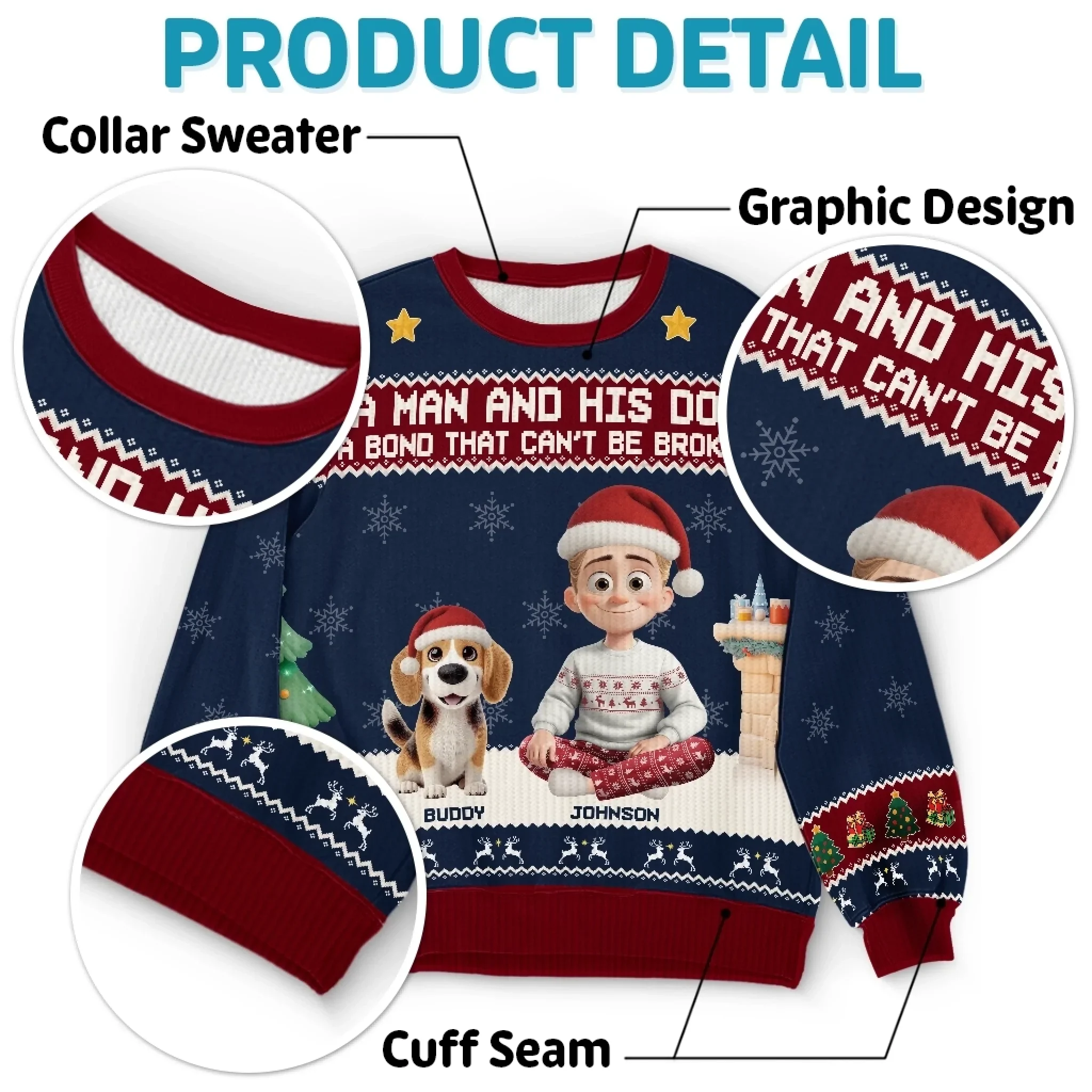 Custom Unisex Ugly Sweatshirt - Personalized  Christmas Birthday Gifts For Dog Cat Lovers, Dog Dad And Mom, Cat Owners - Santa Paws Approved - Robaser