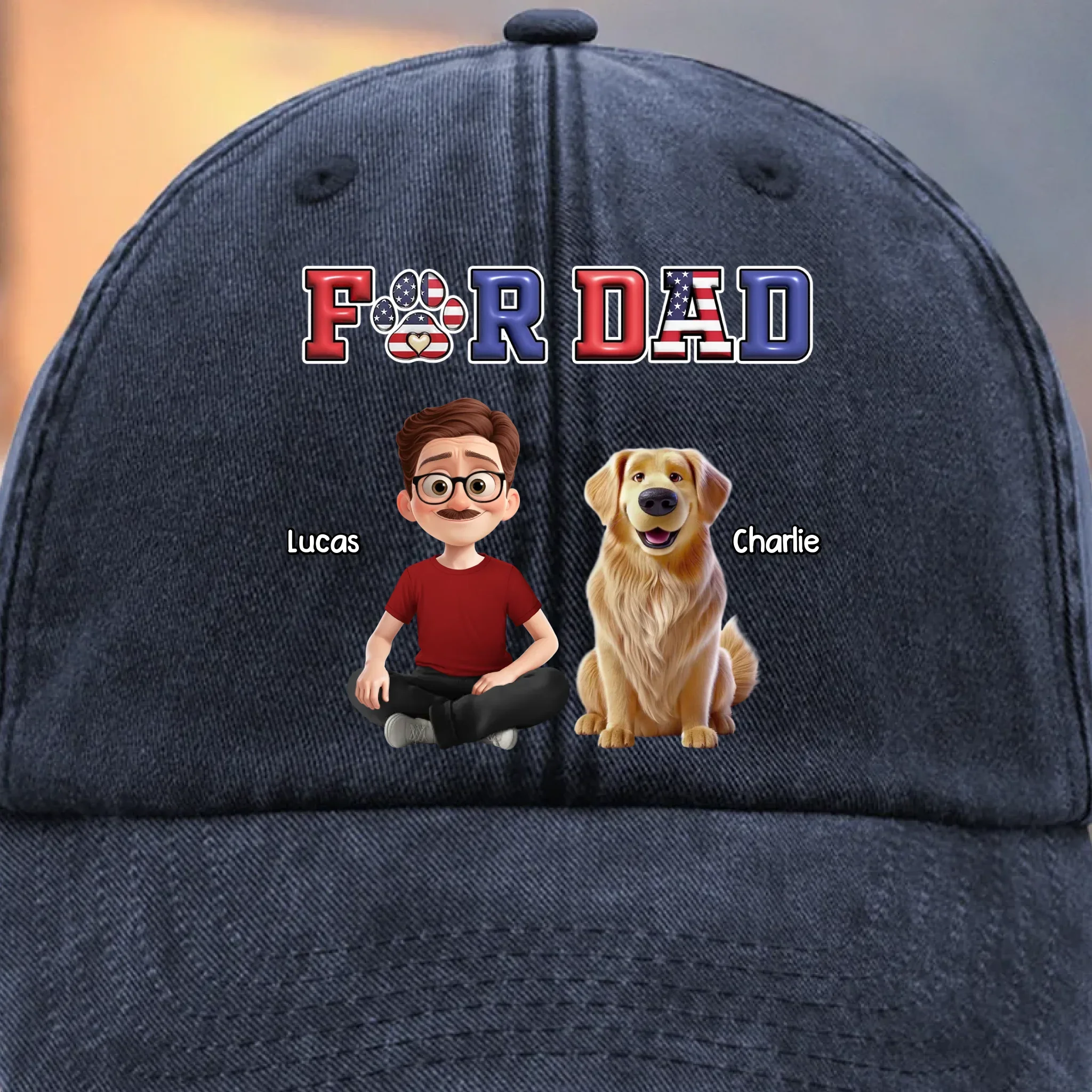 Custom Vintage Washed Denim Baseball Cap - Personalized Christmas Birthday Gifts For Dog Cat Lovers, Dog Dad And Mom, Cat Owners - Proud Dog Dad Era - Robaser