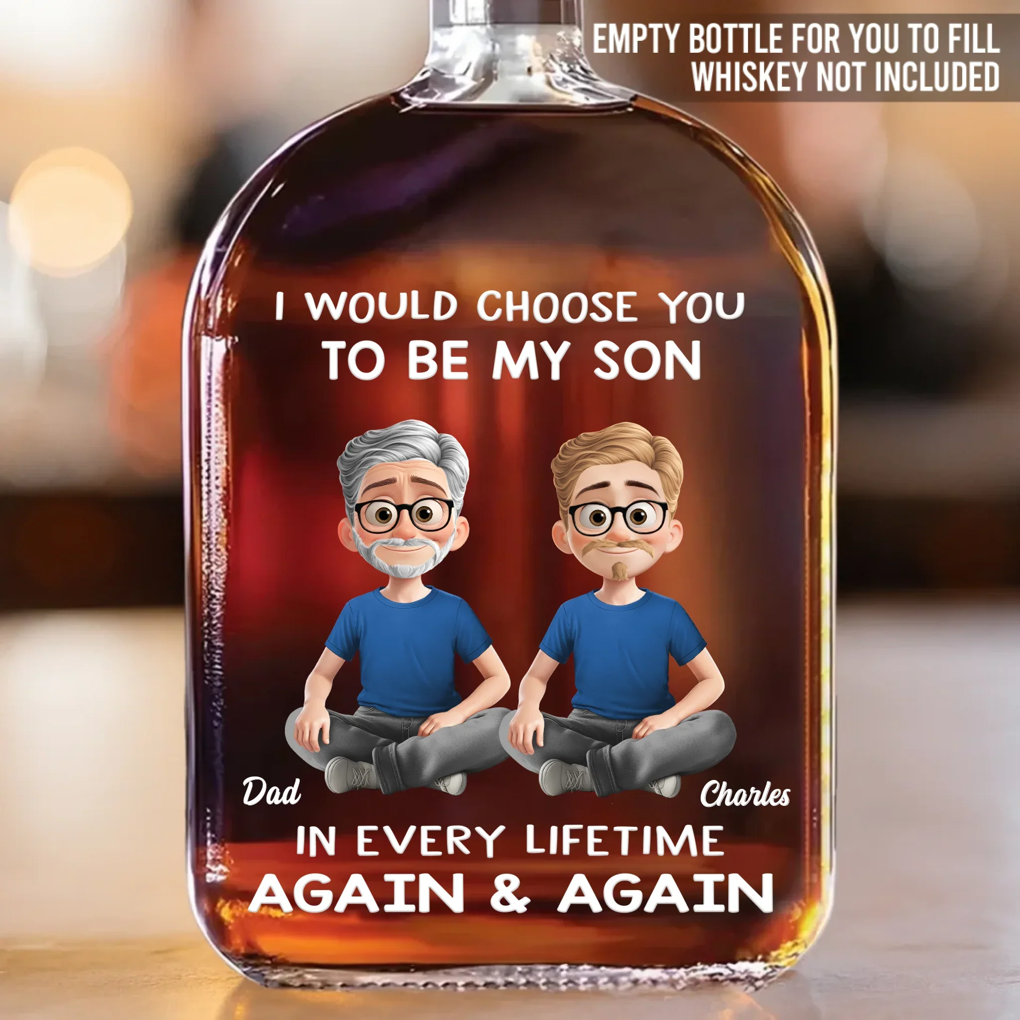 Custom Whiskey Bottle - Personalized Birthday Gifts For Dad, Son - Bond Stronger Than Whiskey - Robaser