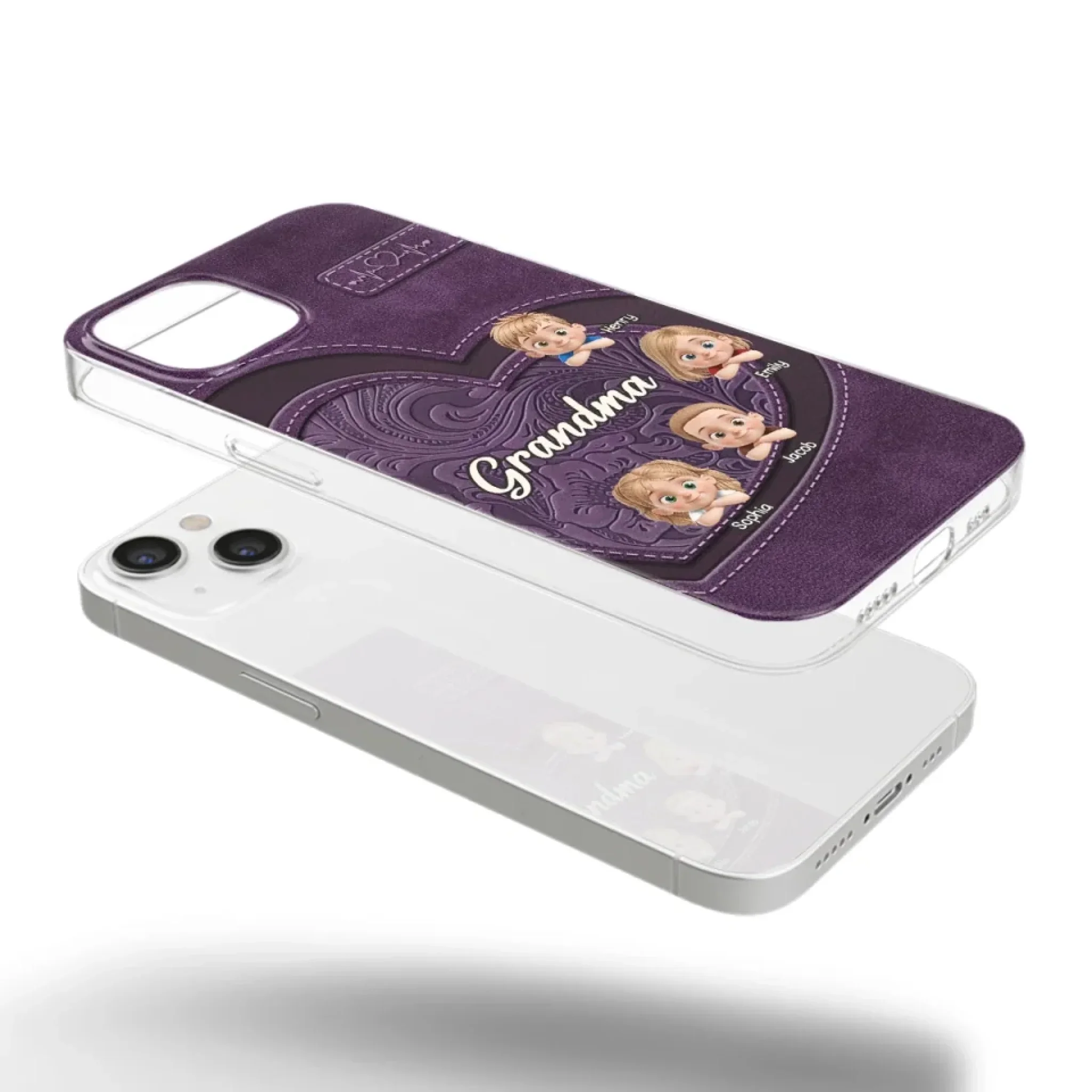 Always In Your Hug, Grandma - Family Personalized Custom Clear Phone Case - Mother's Day, Gift For Mom, Grandma - Robaser