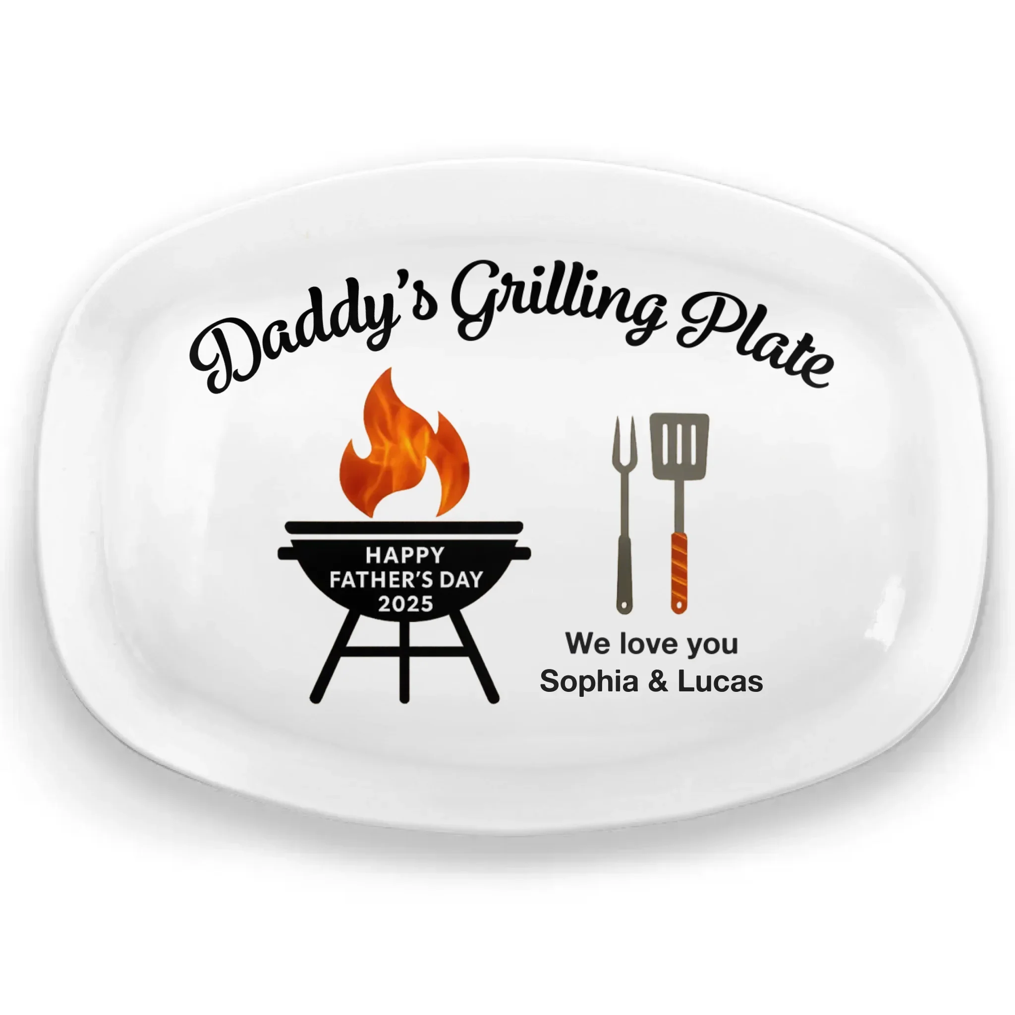 Fired Up For Father  s Day - Family Personalized Custom Platter - Father's Day, Gift For Dad, Grandpa - Robaser