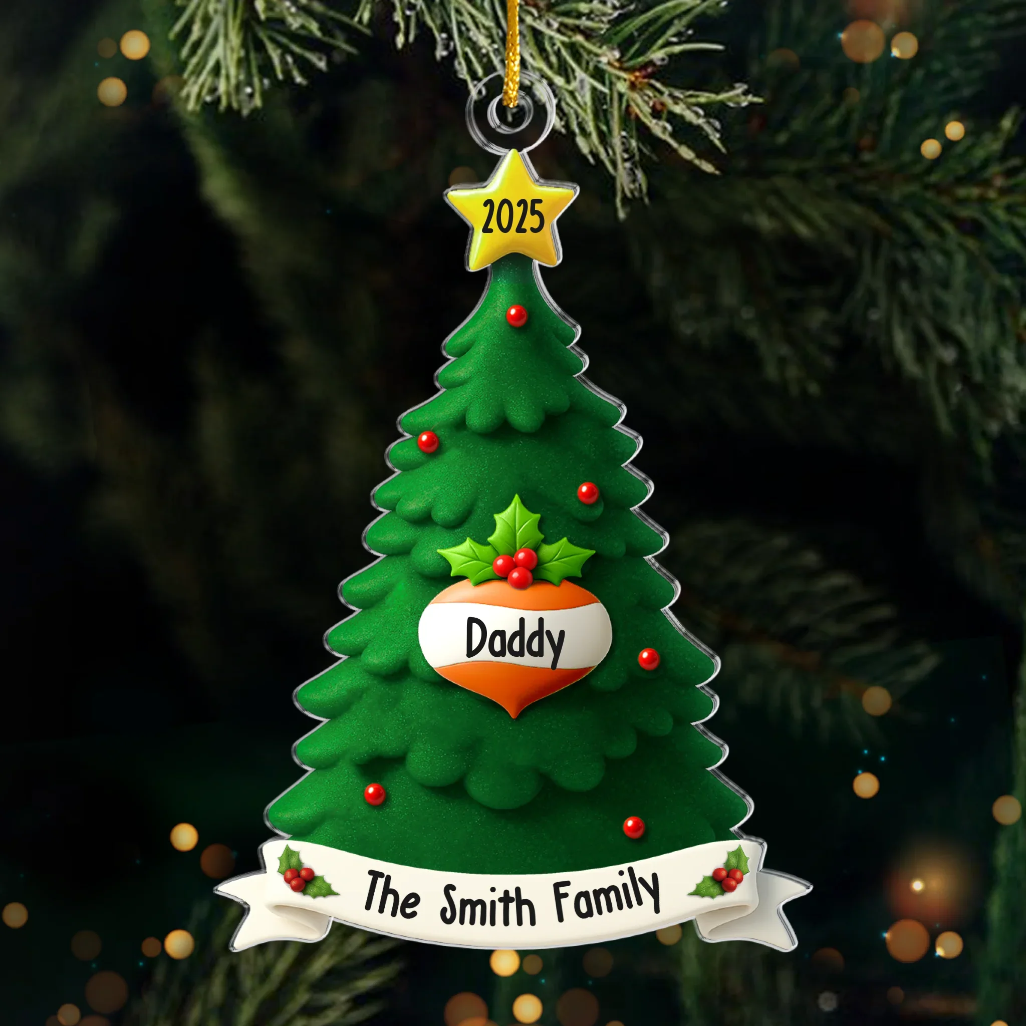 Custom Acrylic Ornament - Personalized Christmas Birthday Gifts For Mom, Dad, Kids - Our Love, Our Family - Robaser