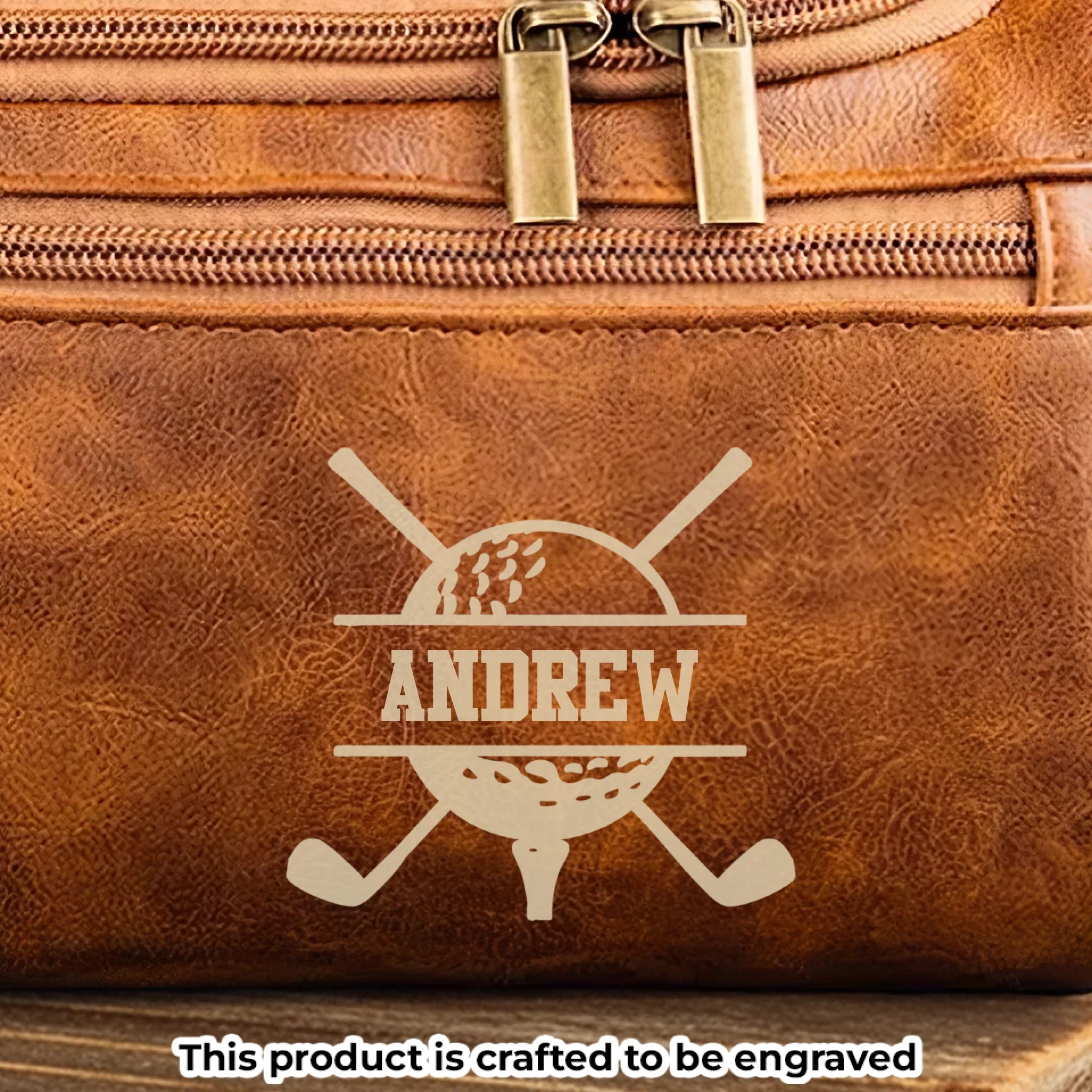 Custom Engraved Leather Toiletry Bag - Personalized  Christmas Birthday Golf Gifts For Men, Women - For The Man Who Plays Life Like Golf - Robaser