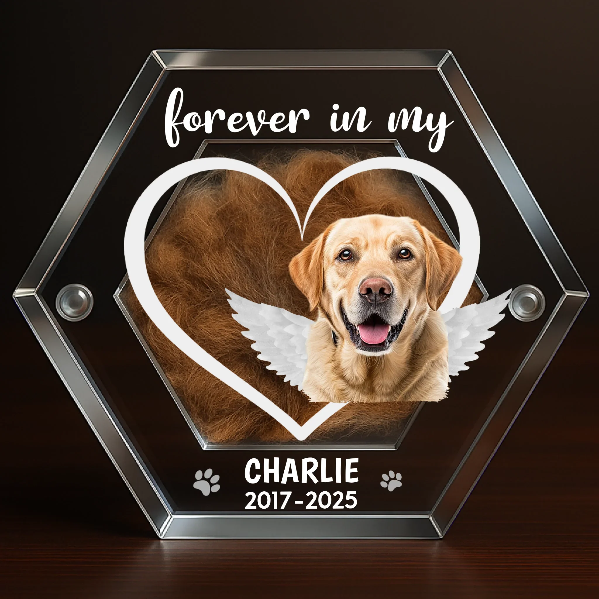 Custom Photo Acrylic Pet Fur Keepsake Box - Personalized Pet Memorial Sympathy Gifts For Dogs, Cats - Forever Loved, Forever Missed - Robaser