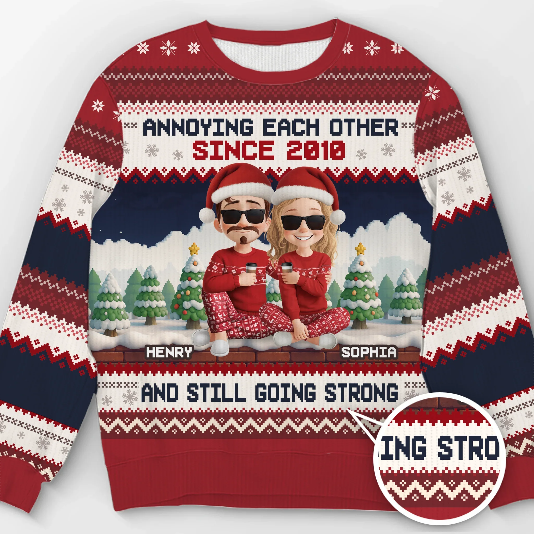 Custom Unisex Ugly Sweatshirt - Personalized Anniversary Christmas Wedding Gifts For Husband And Wife, Him And Her - Merry Fights, Happy Nights - Robaser