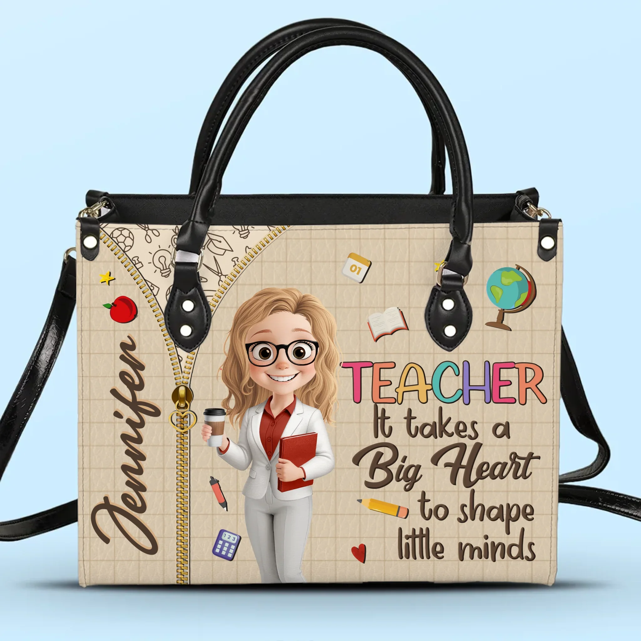 Custom Leather Handbag - Personalized Birthday Gifts For Teachers - To Teach Is To Touch A Life Forever - Robaser