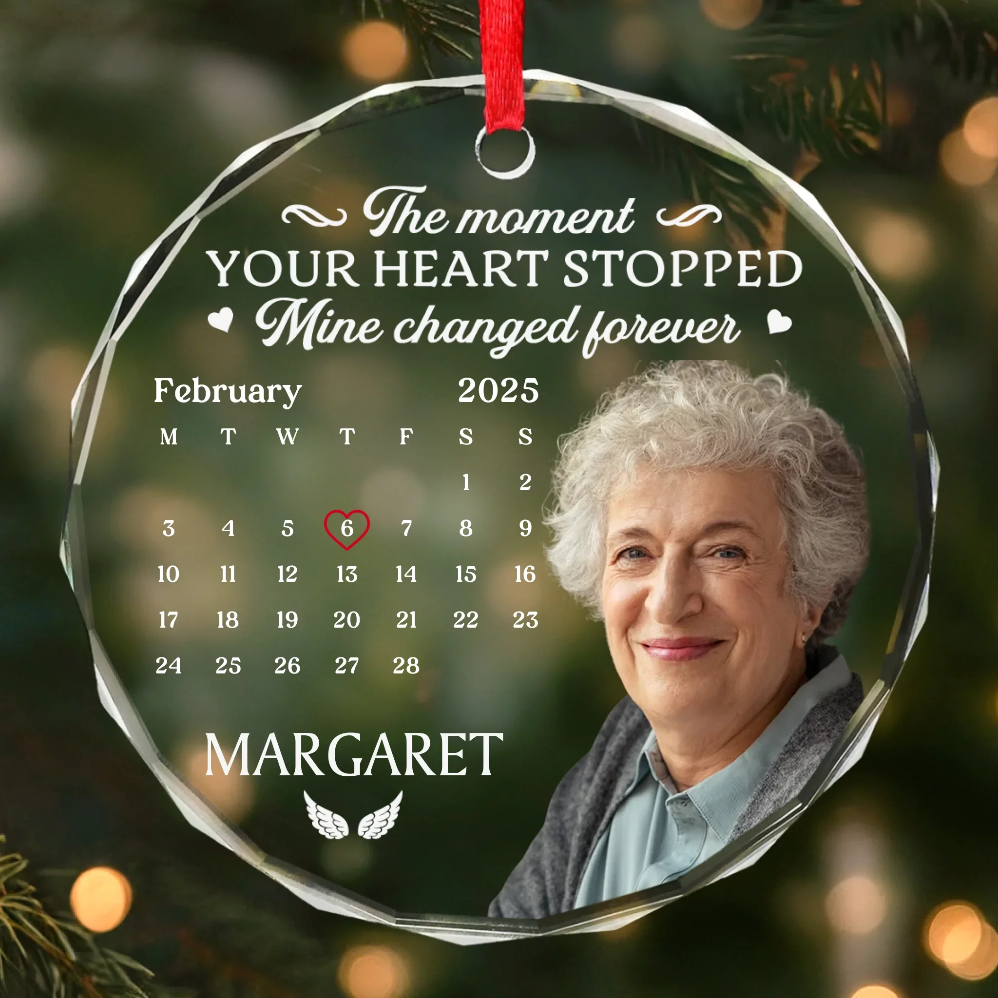 Custom Photo Circle Glass Ornament - Personalized Christmas Memorial Sympathy Gifts For Loss Of Mom, Dad - Missing You With Love - Robaser