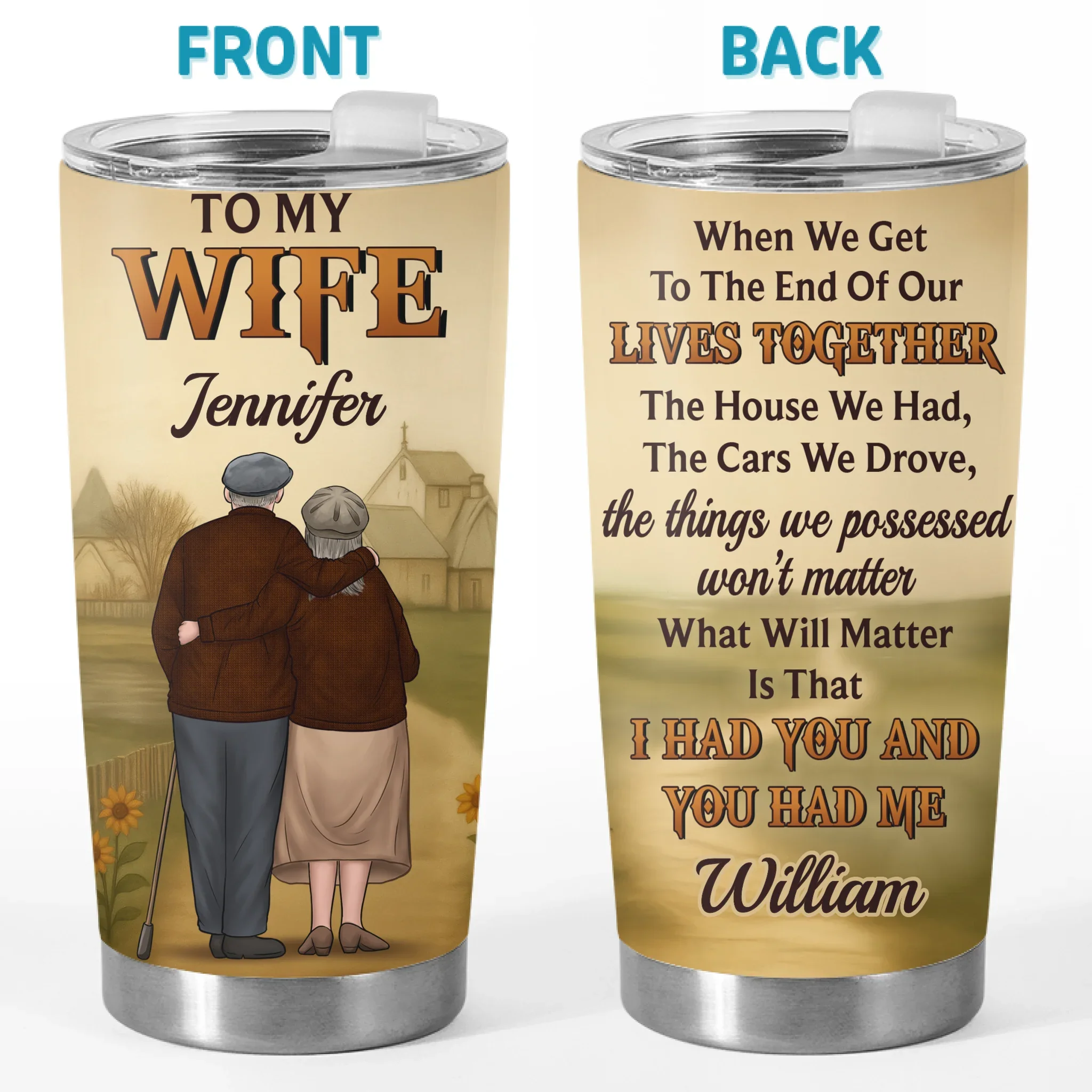 Custom Tumbler - Personalized Anniversary Wedding Gifts For Husband And Wife, Him And Her - Holding On To You - Robaser