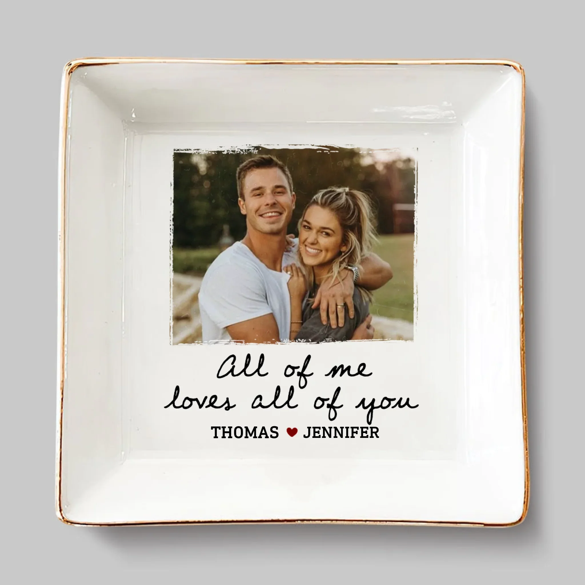 Custom Photo Our Love Takes Flight - Couple Personalized Custom Jewelry Dish - Gift For Husband Wife, Anniversary - Robaser
