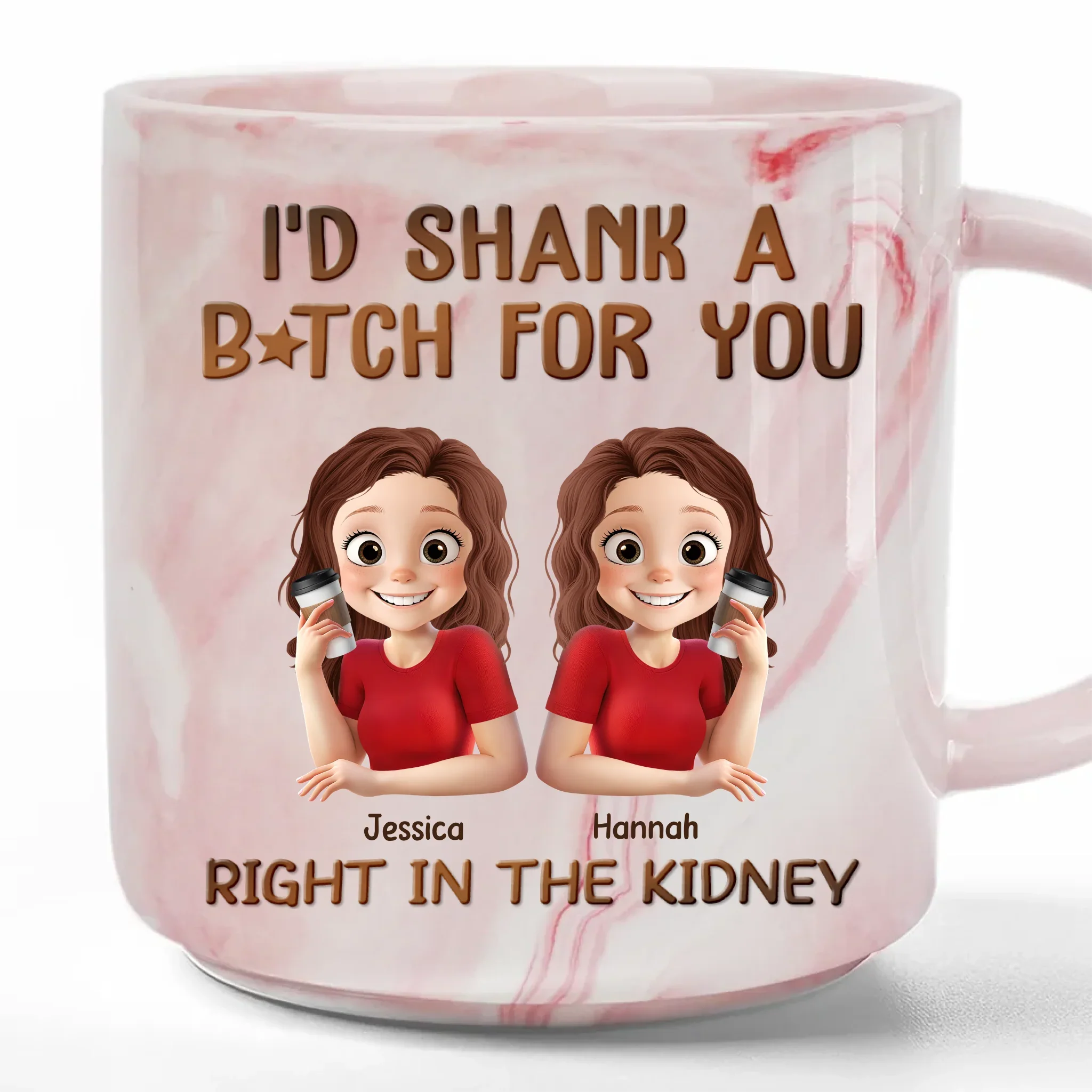 Marble Mug - Personalized Best Friend Birthday Gifts For Women - Savage Besties Club, Gifts For Best Friend Woman, Sisters, BFF - Robaser