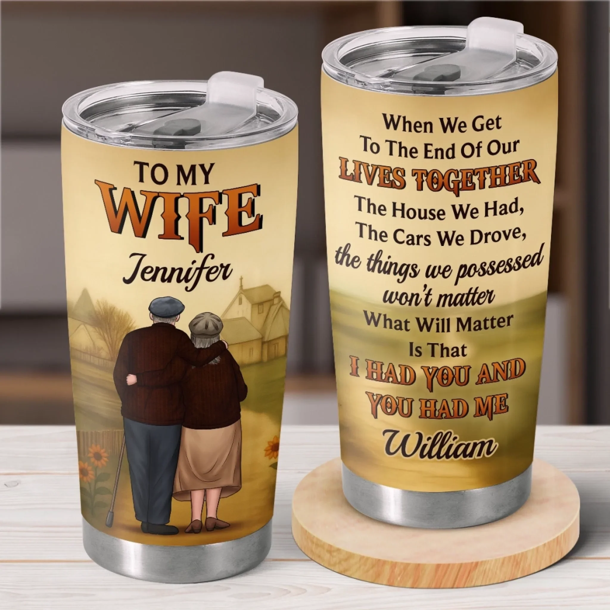 Custom Tumbler - Personalized Anniversary Wedding Gifts For Husband And Wife, Him And Her - Holding On To You - Robaser