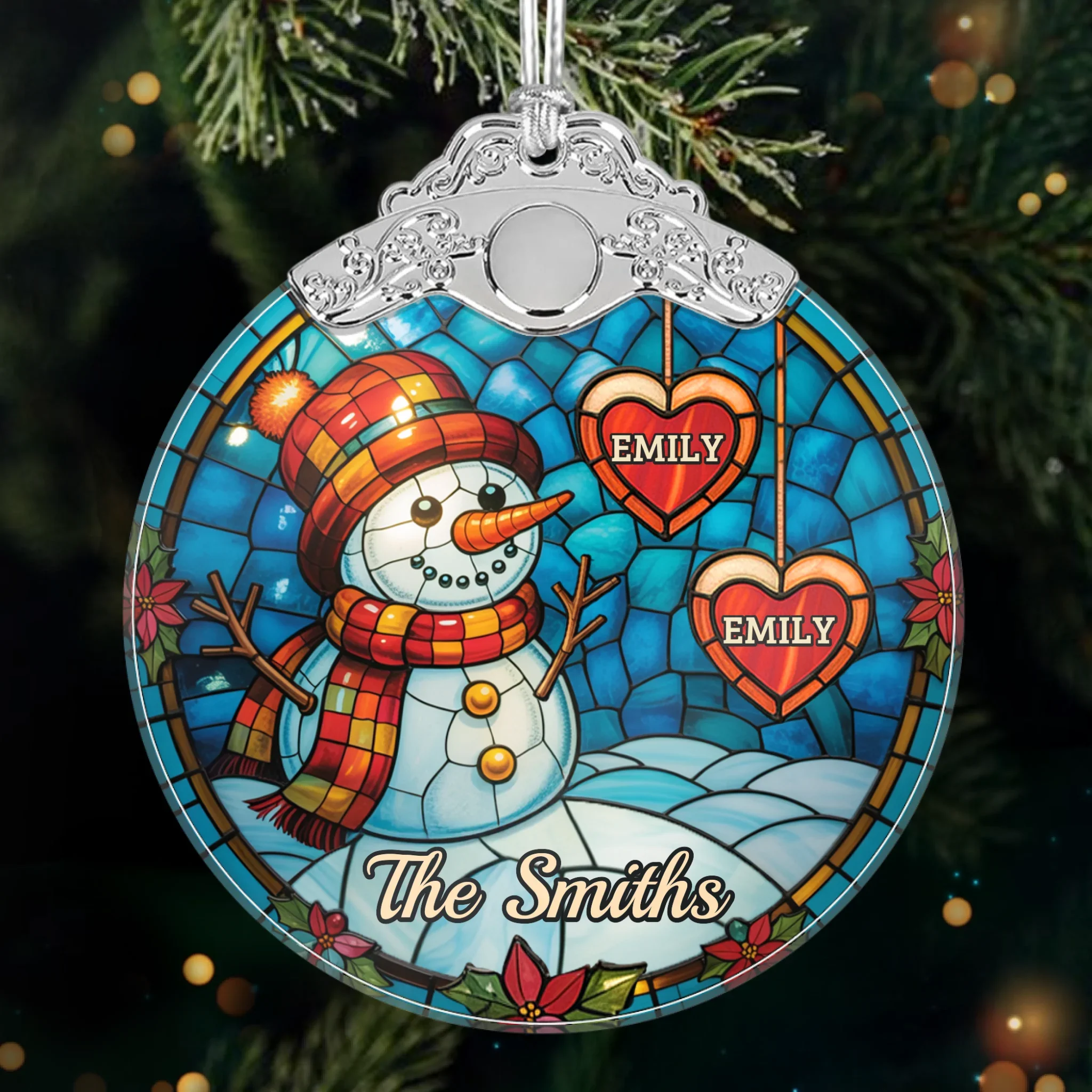 Custom Glass Ornament - Personalized Christmas Birthday Gifts For Mom, Dad, Kids - Merry Little Family - Robaser