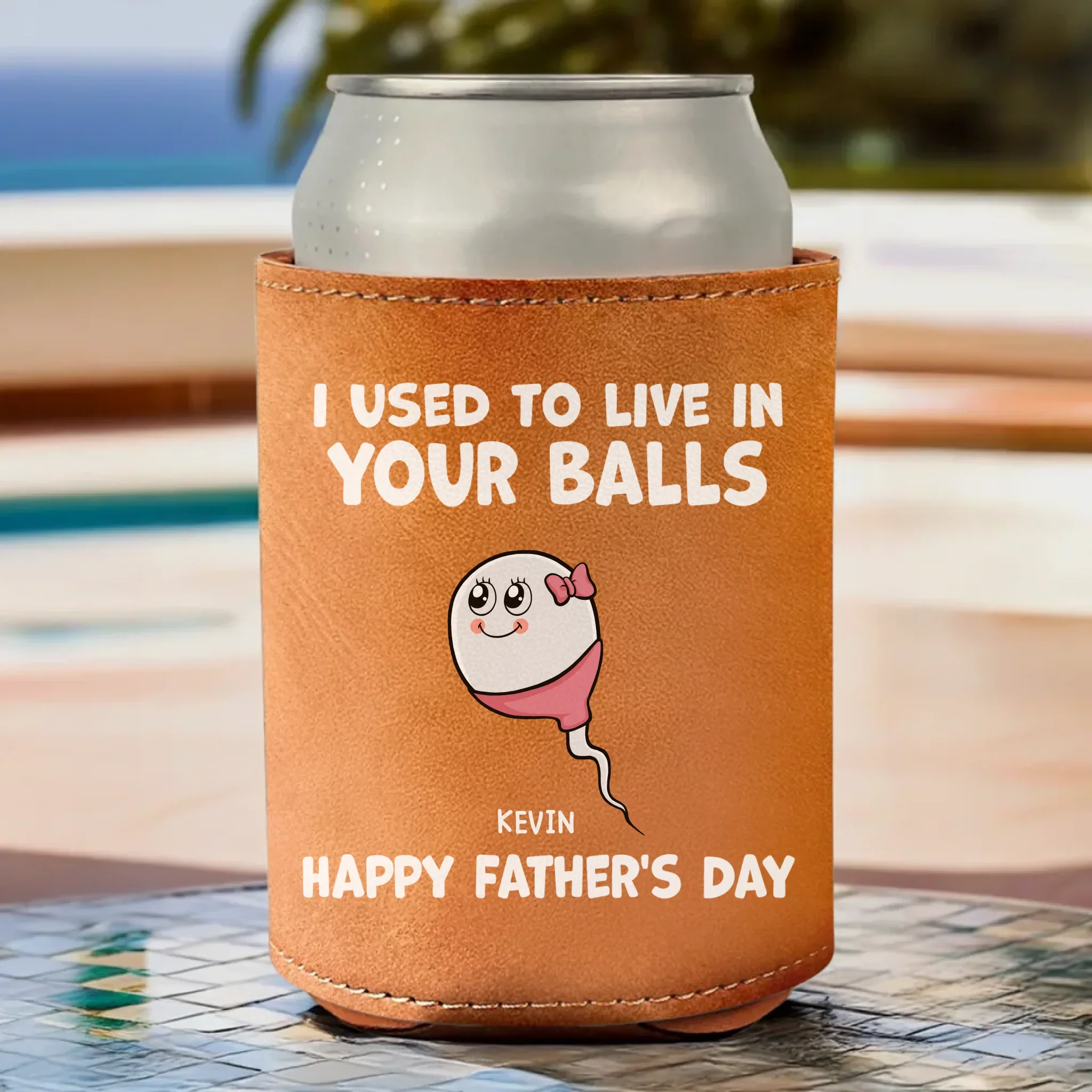 Not Planned, But Perfect - Family Personalized Custom Leather Can Cooler - Father's Day, Gift For Dad - Robaser