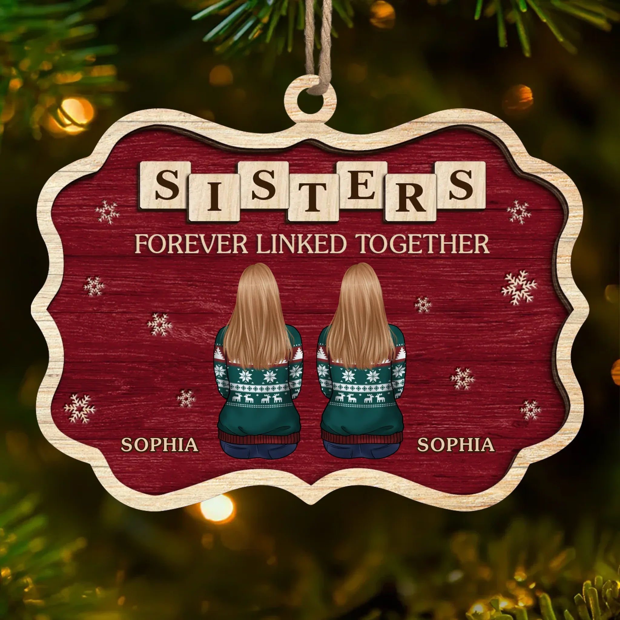Custom Wood Ornament - Personalized Christmas Birthday Gifts For Brother, Sister - Forever Linked By Love - Robaser