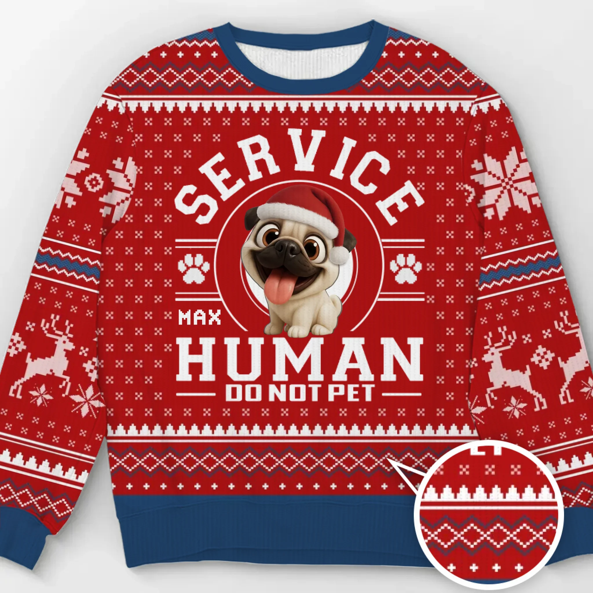 Custom Unisex Ugly Sweatshirt - Personalized  Christmas Birthday Gifts For Dog Lovers, Dog Dad And Mom - Service Human On Duty - Robaser
