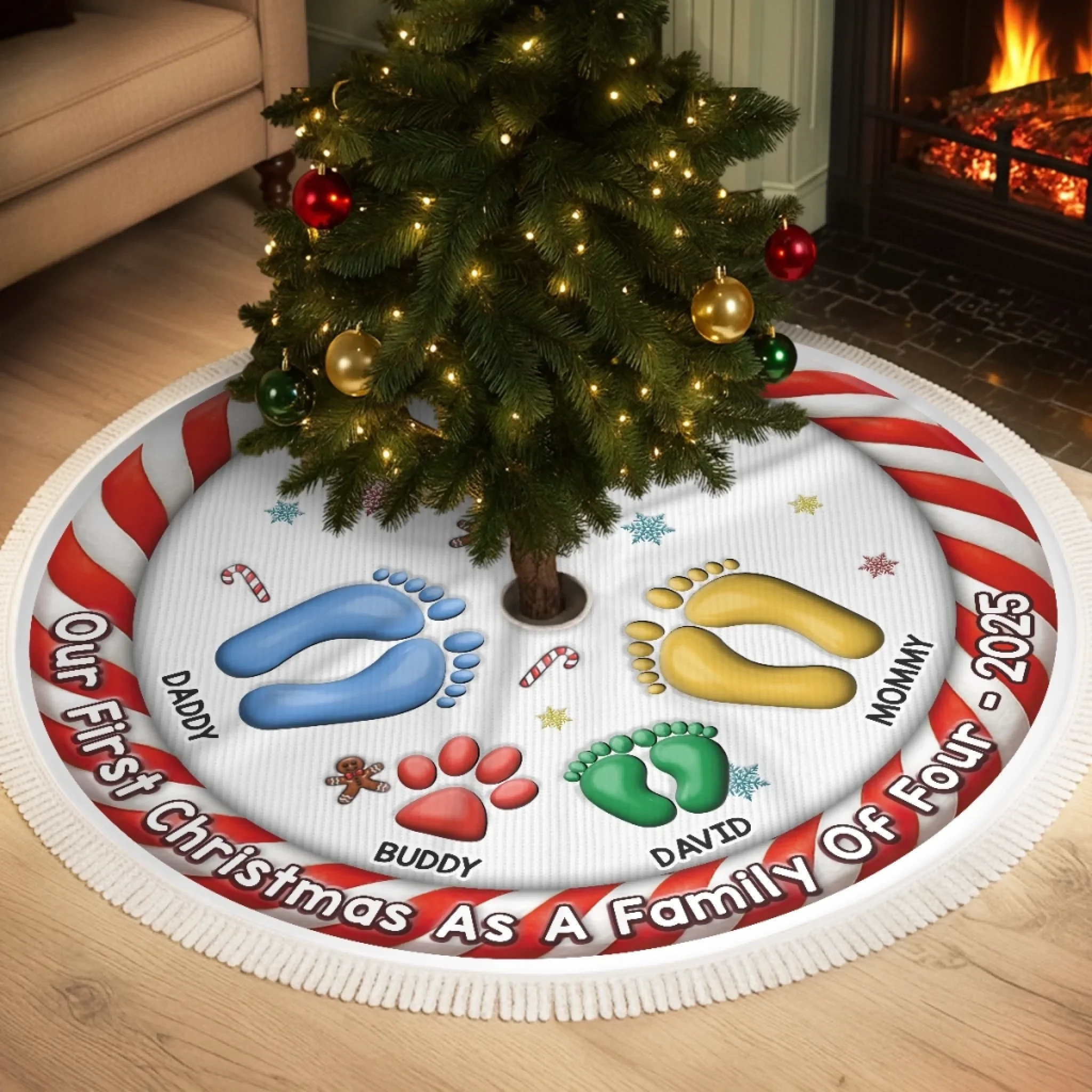 Custom Tree Skirt - Personalized Christmas Birthday Gifts For Mom, Dad, Brother, Sister, Kids - Love Fills Our Cozy Home - Robaser