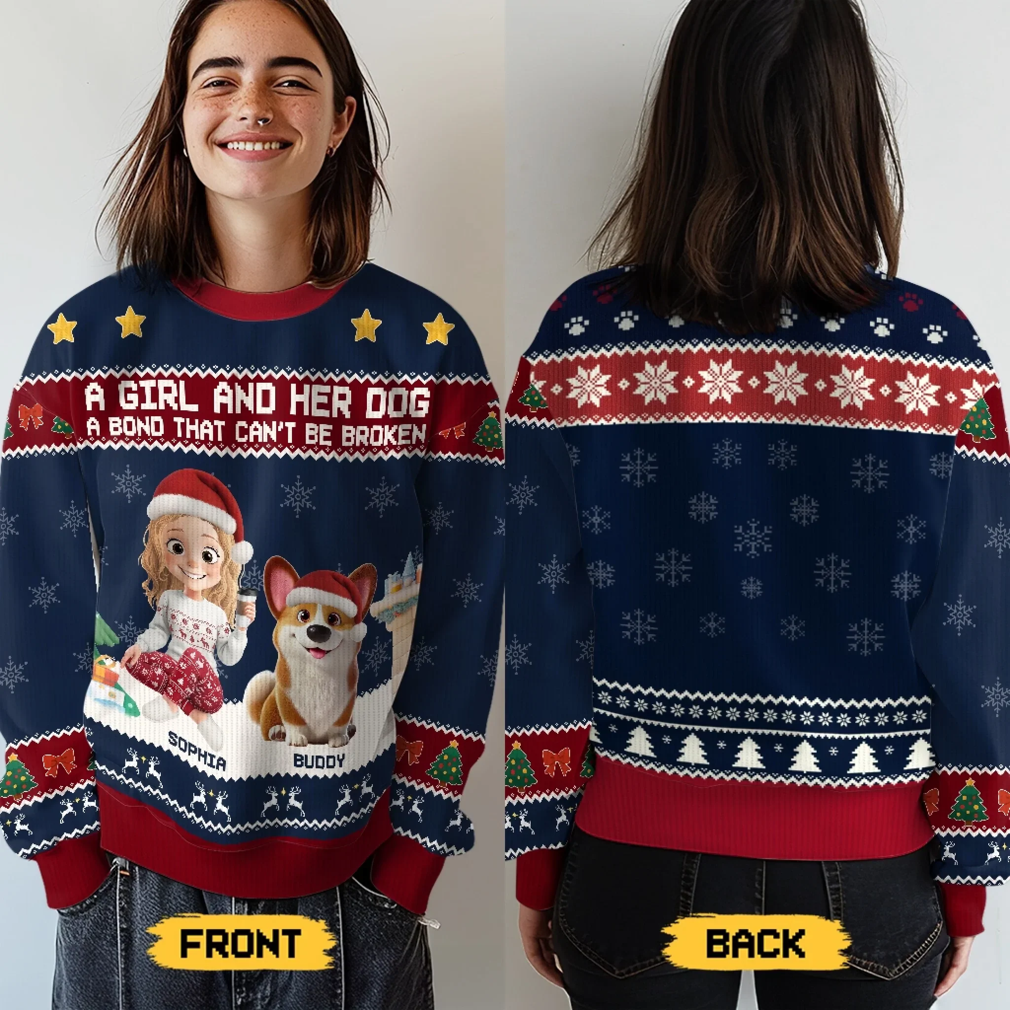 Custom Unisex Ugly Sweatshirt - Personalized  Christmas Birthday Gifts For Dog Cat Lovers, Dog Dad And Mom, Cat Owners - Forever My Fur Family - Robaser