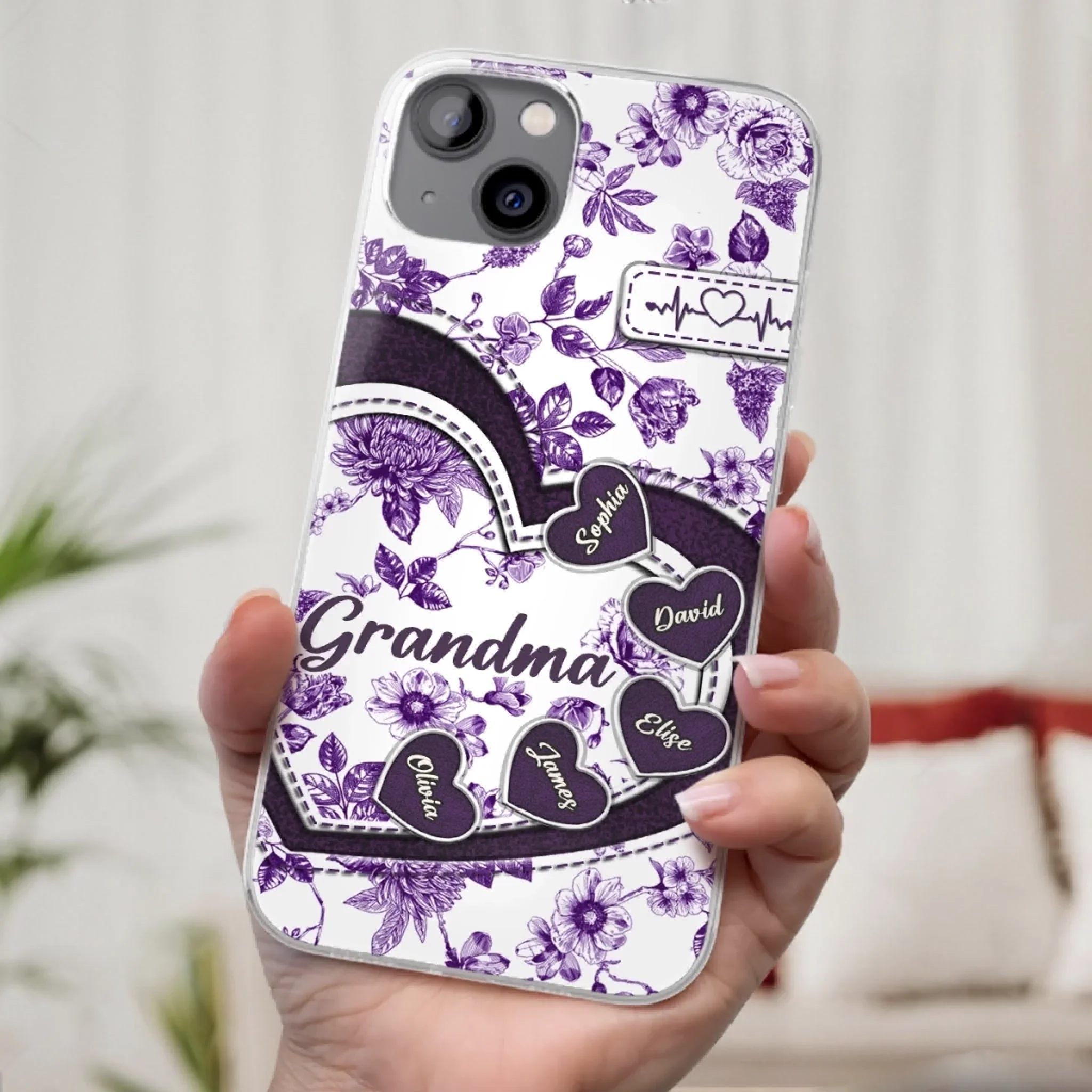 Custom 3D Inflated Effect Printed Clear Phone Case - Personalized Birthday Gifts For Mom, Grandma - Grandma Love Never Fades - Robaser