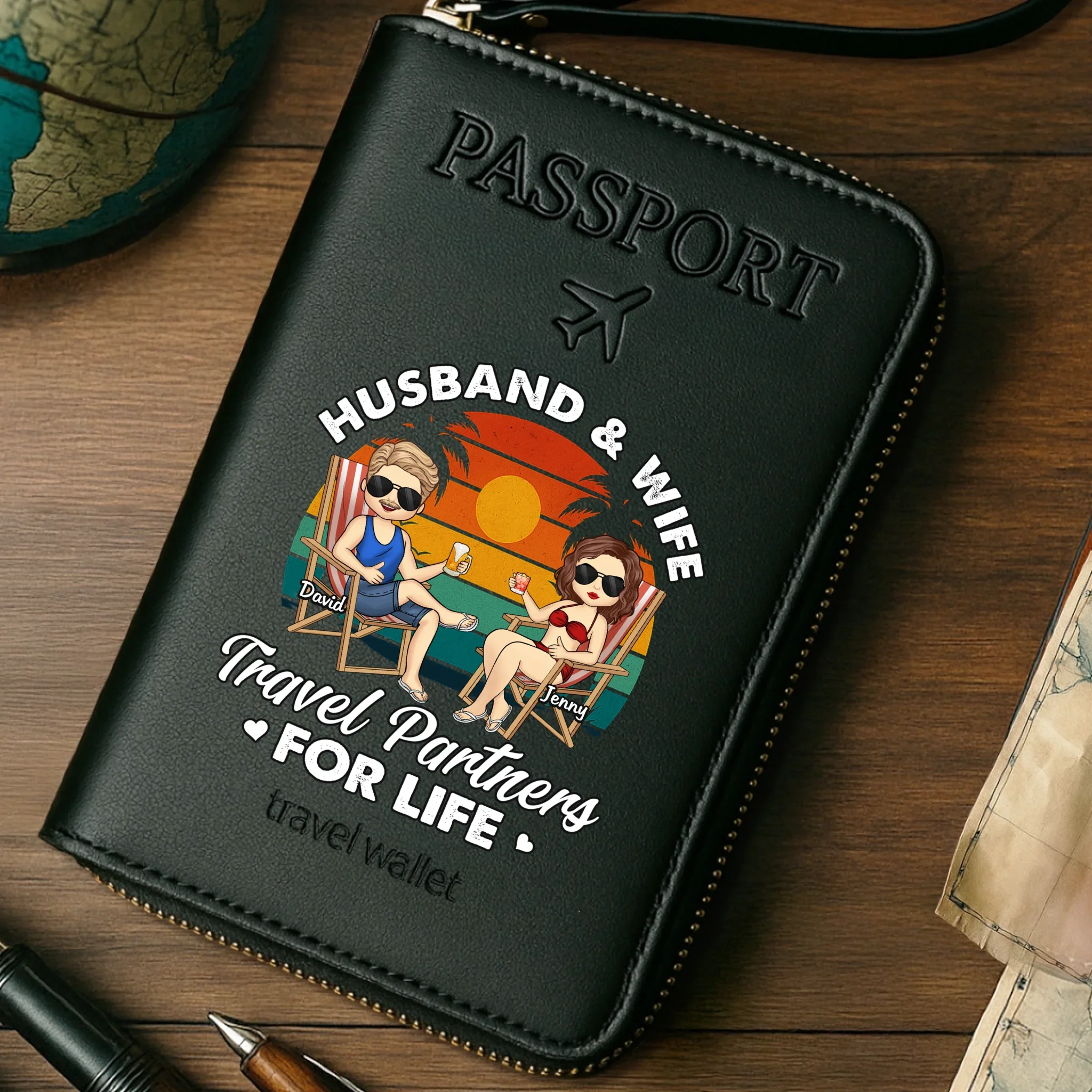 Custom Passport Wallet, Passport Holder - Personalized Summer Vacation And Travel Gifts For Husband And Wife, Him And Her - Adventure Awaits Us Together - Robaser