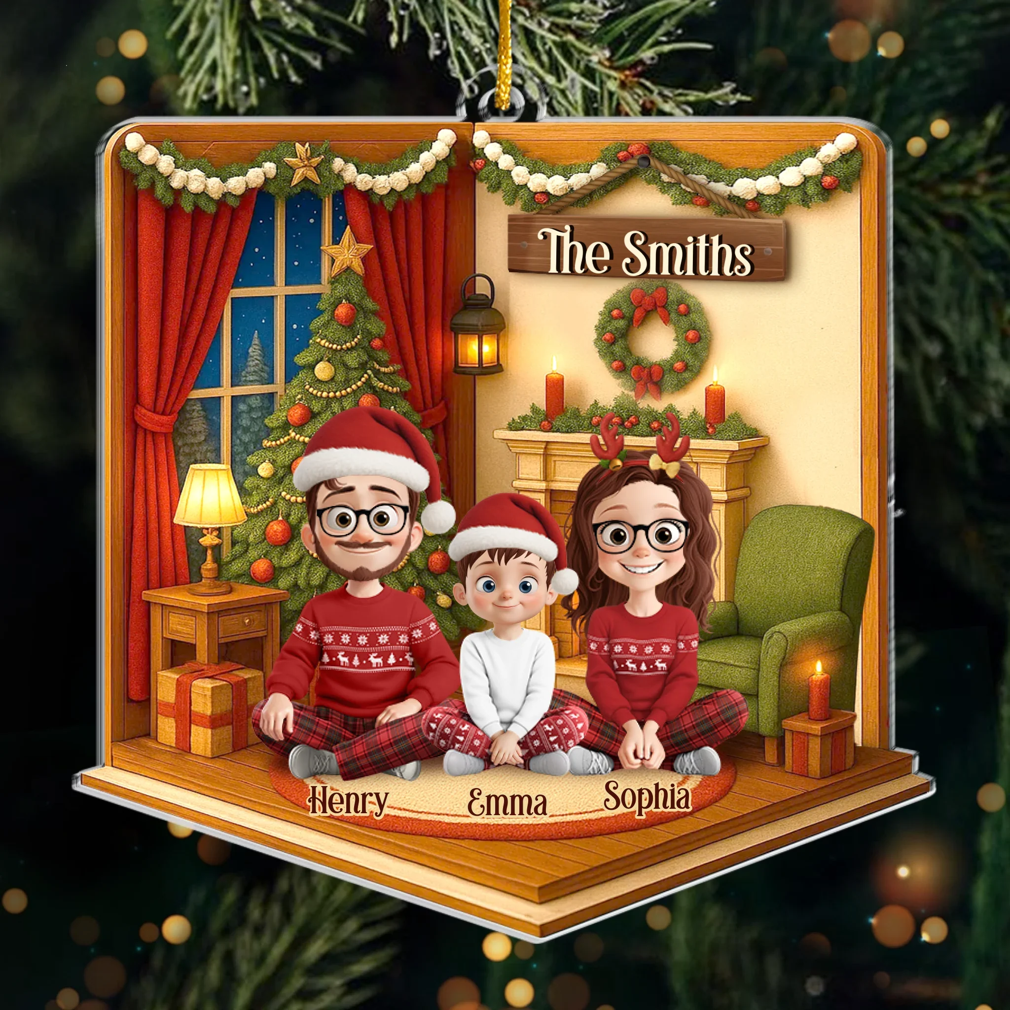 Custom Acrylic Ornament - Personalized Christmas Birthday Gifts For Mom, Dad, Kids - Home For The Holidays Always - Robaser