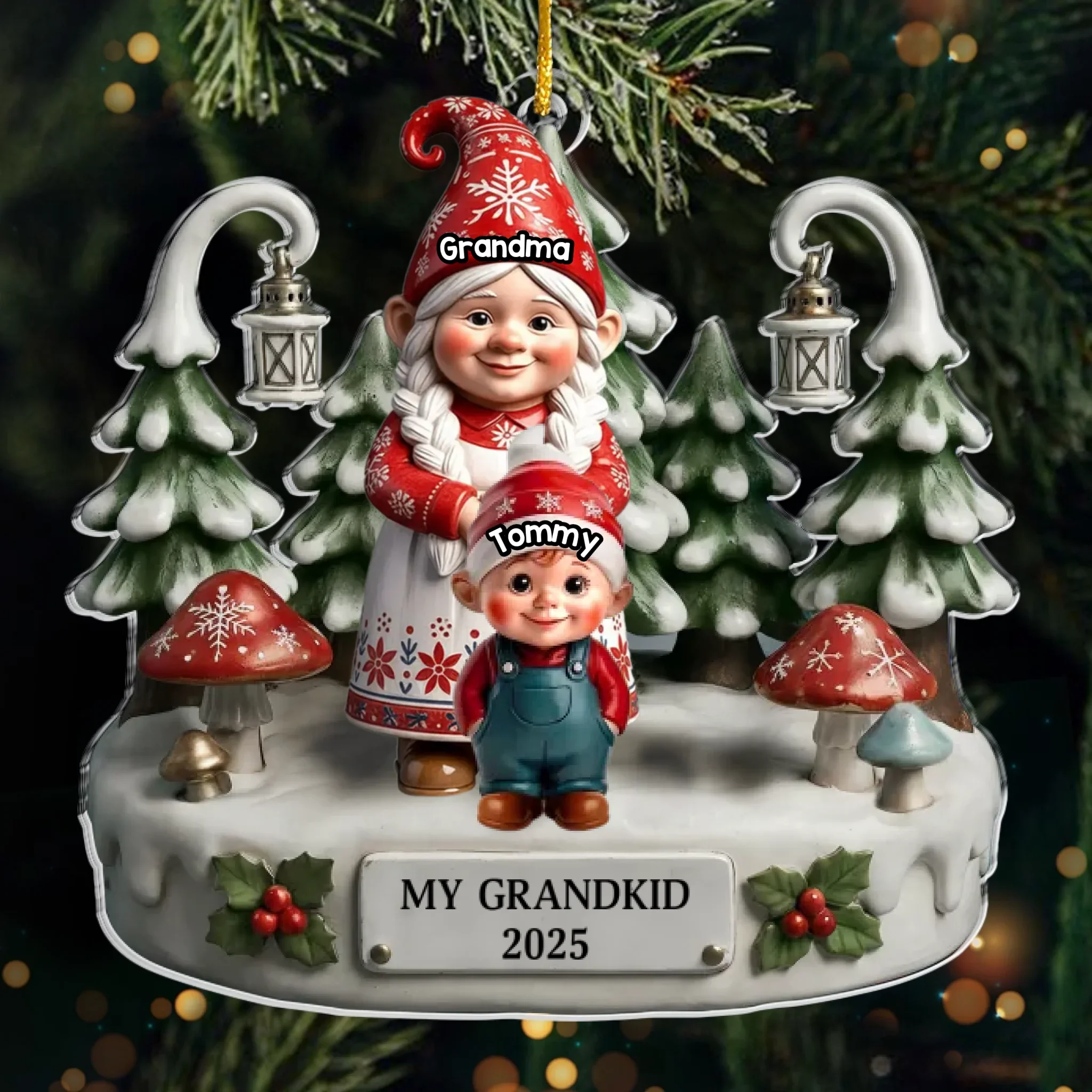 Custom Gnome Acrylic Ornament - Personalized Christmas Birthday Gifts For Mom, Grandma, Kids - My Grandkids Are Special - Robaser
