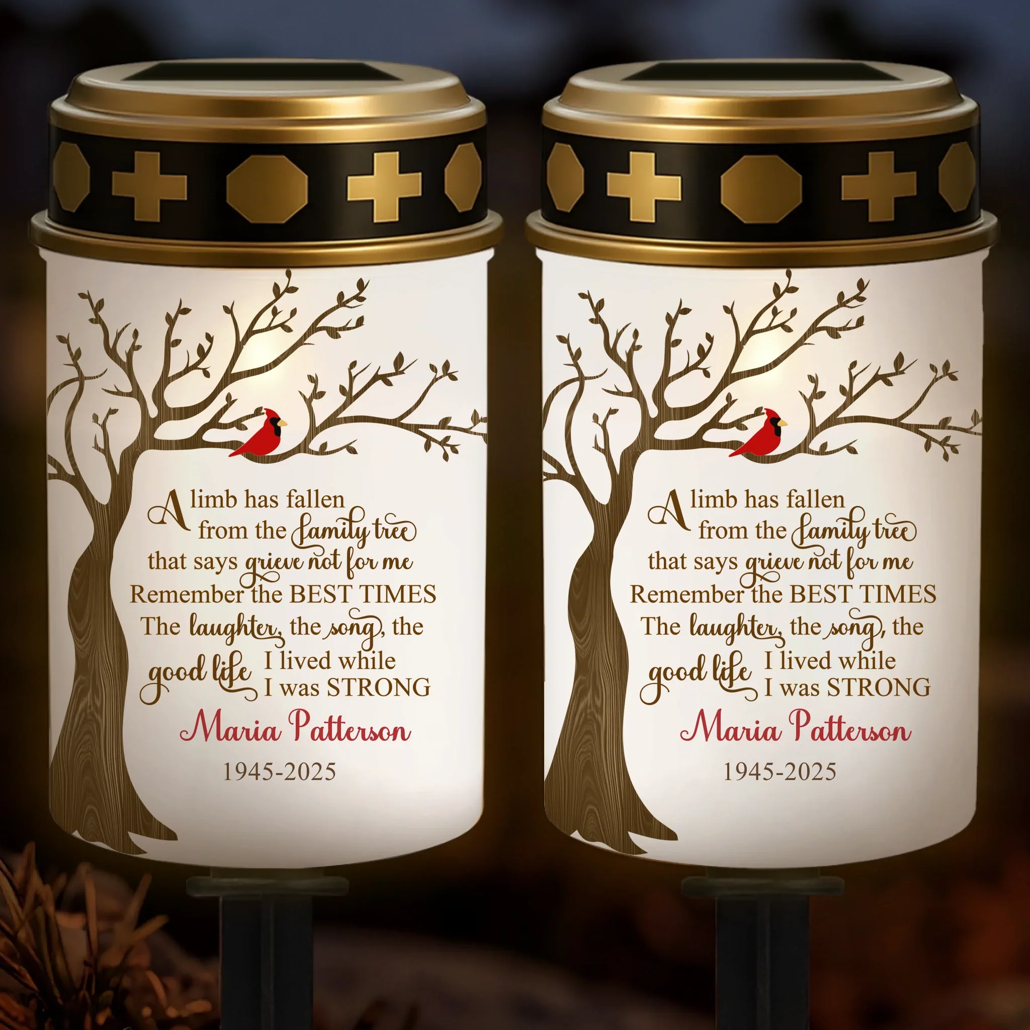 Custom Solar Stake Lights - Personalized Memorial Sympathy Gifts For Loss Of Mom, Dad - Love  s Light Never Fades - Robaser