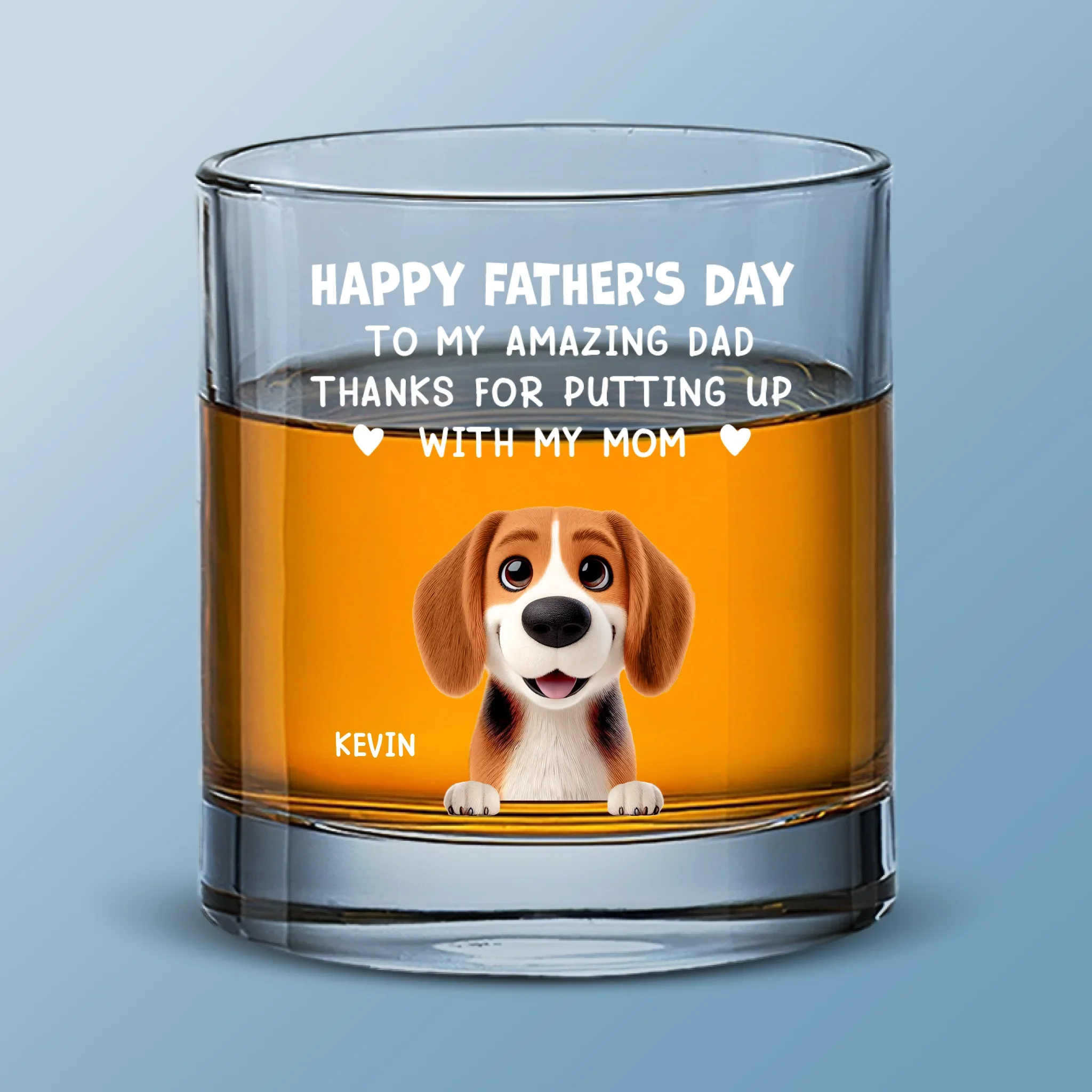 Happy Father's Day To My Amazing Dad - Dog Personalized Custom Whiskey Glass - Father's Day, Gift For Pet Owners, Pet Lovers - Robaser