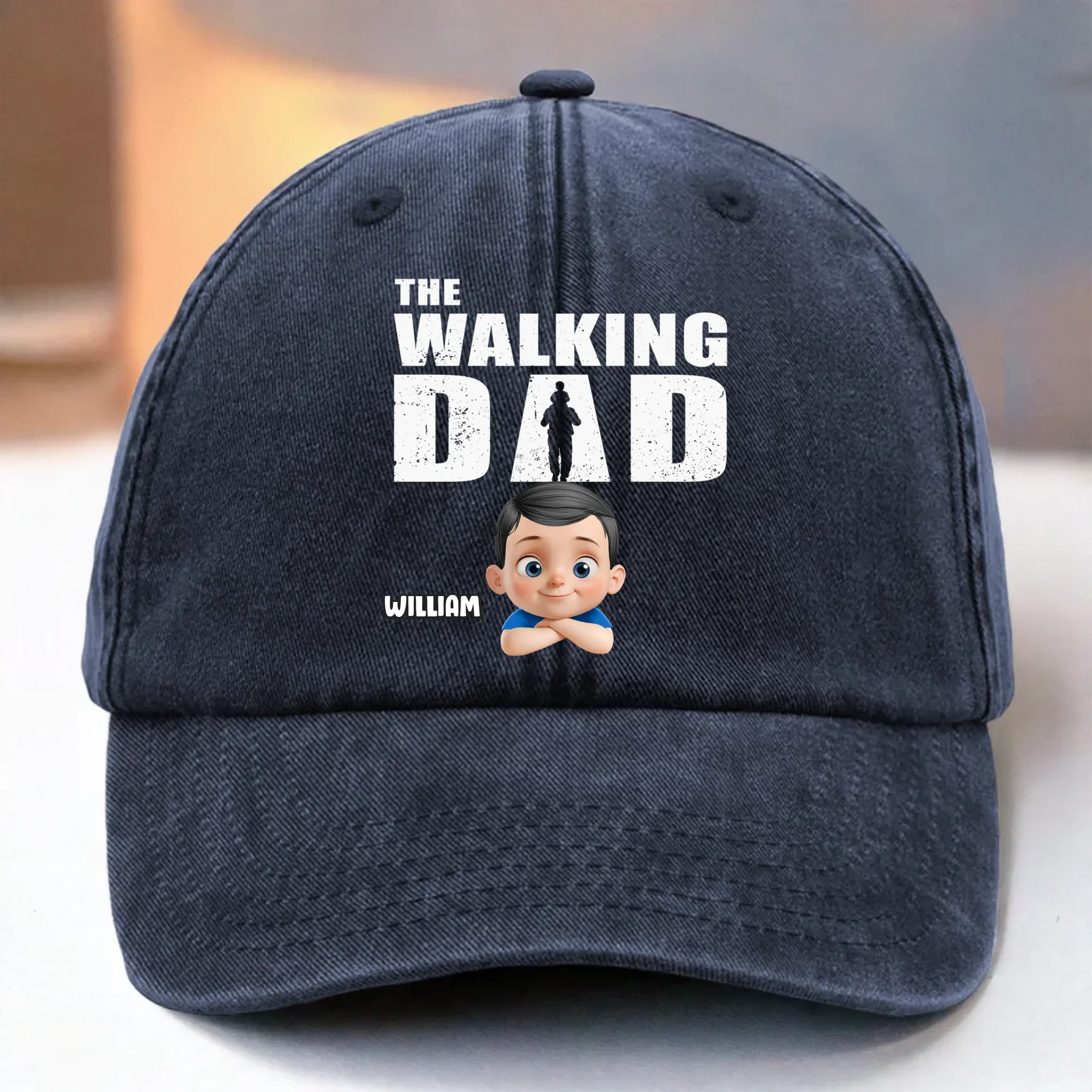 The Stroll Is Real - Family Personalized Custom Vintage Washed Denim Baseball Cap - Father's Day, Gift For Dad - Robaser