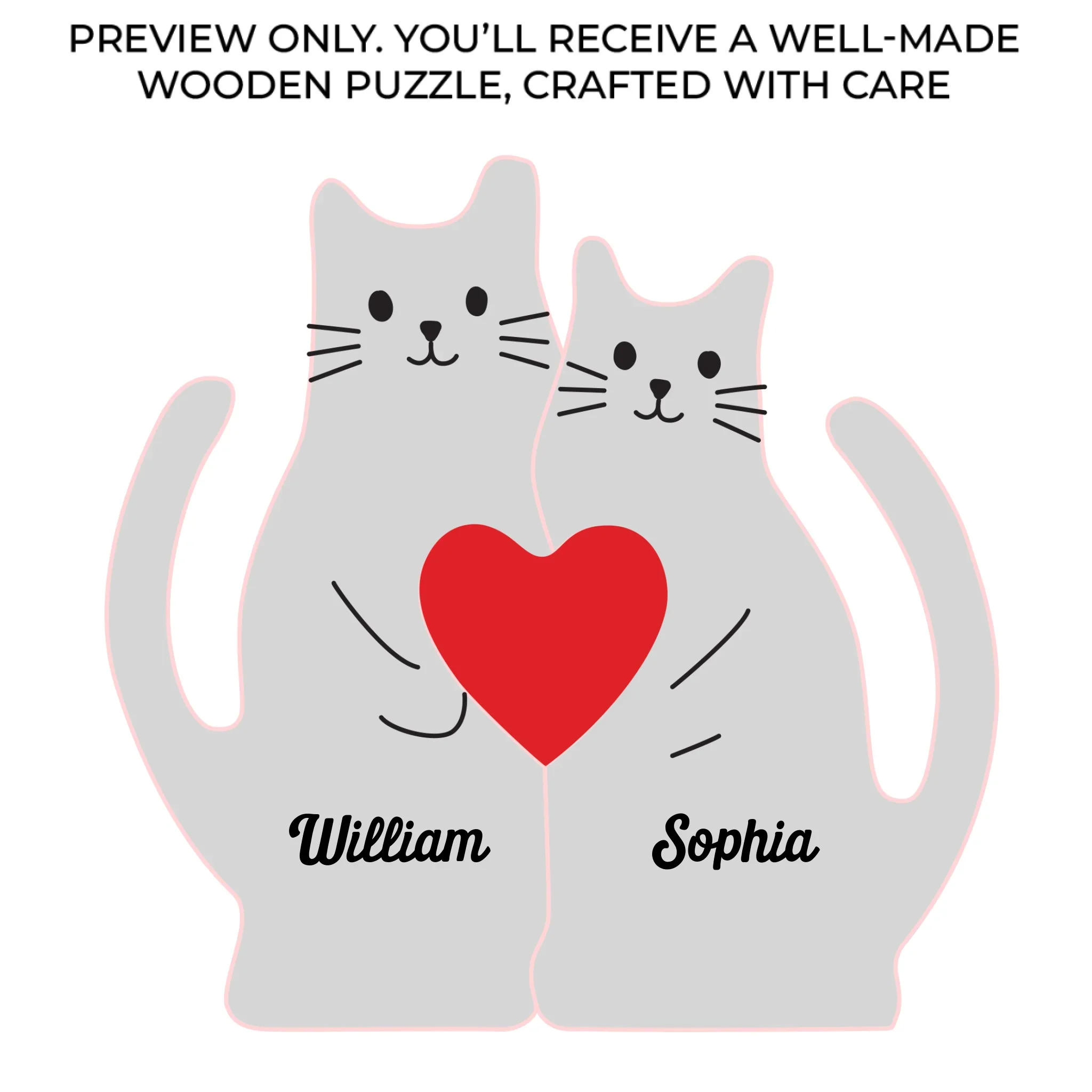 Custom Cat Shaped Wooden Art Puzzle - Personalized Anniversary Wedding Gifts For Husband And Wife, Him And Her - You  re The Purr To My Meow - Robaser