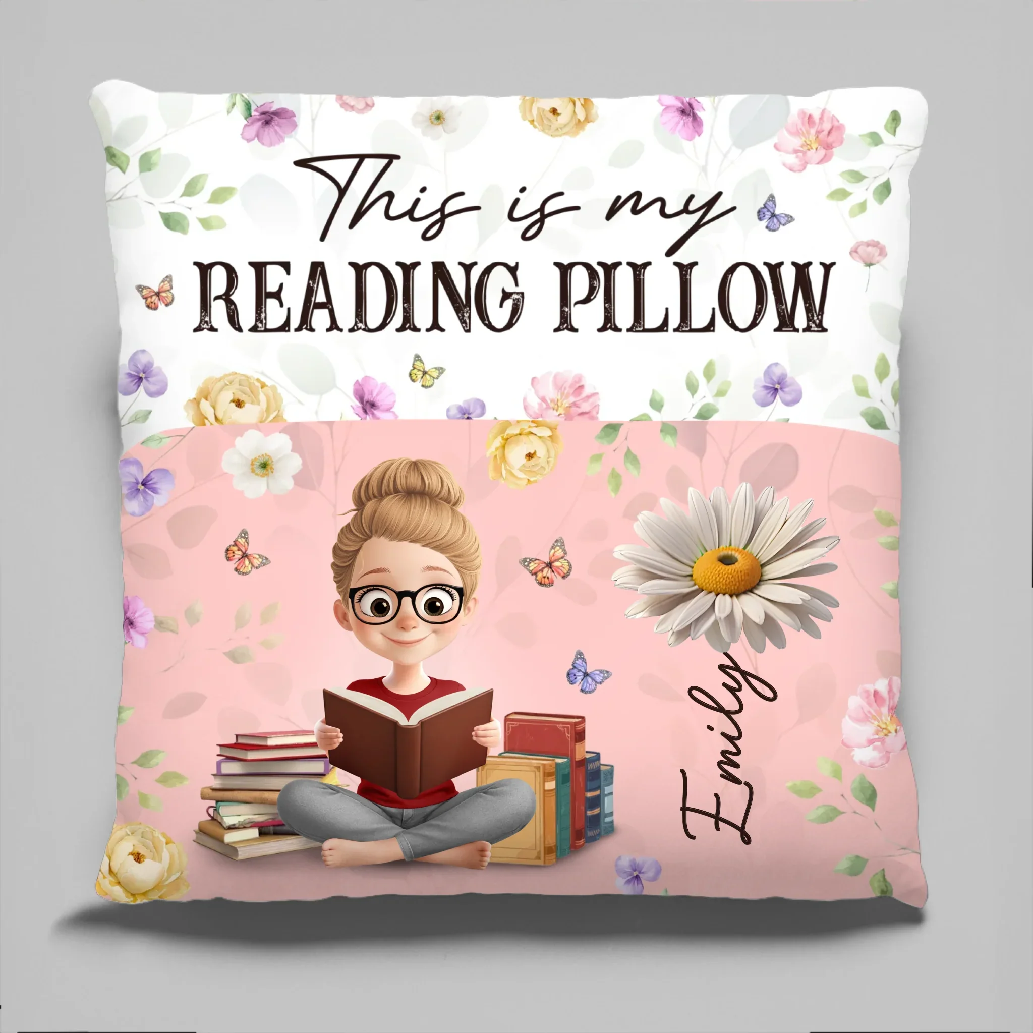 Custom Flower Pocket Pillow - Personalized Bookish Gifts For Book Lovers, Bookworms, Readers - Reading Is My Therapy - Robaser