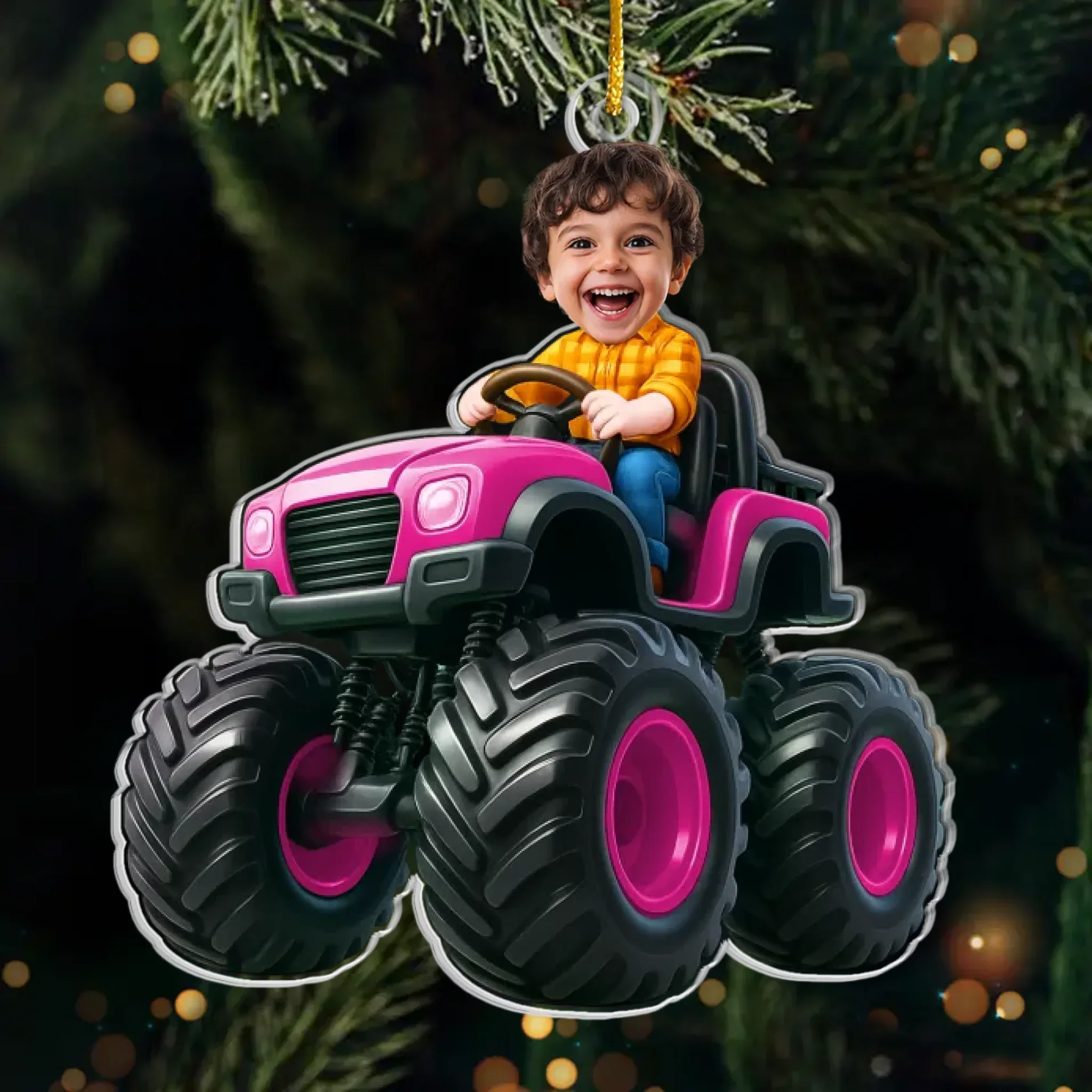 Custom Photo Acrylic Ornament - Personalized Christmas Birthday Gifts For Kids - Little Adventures Ride With Joy - Robaser