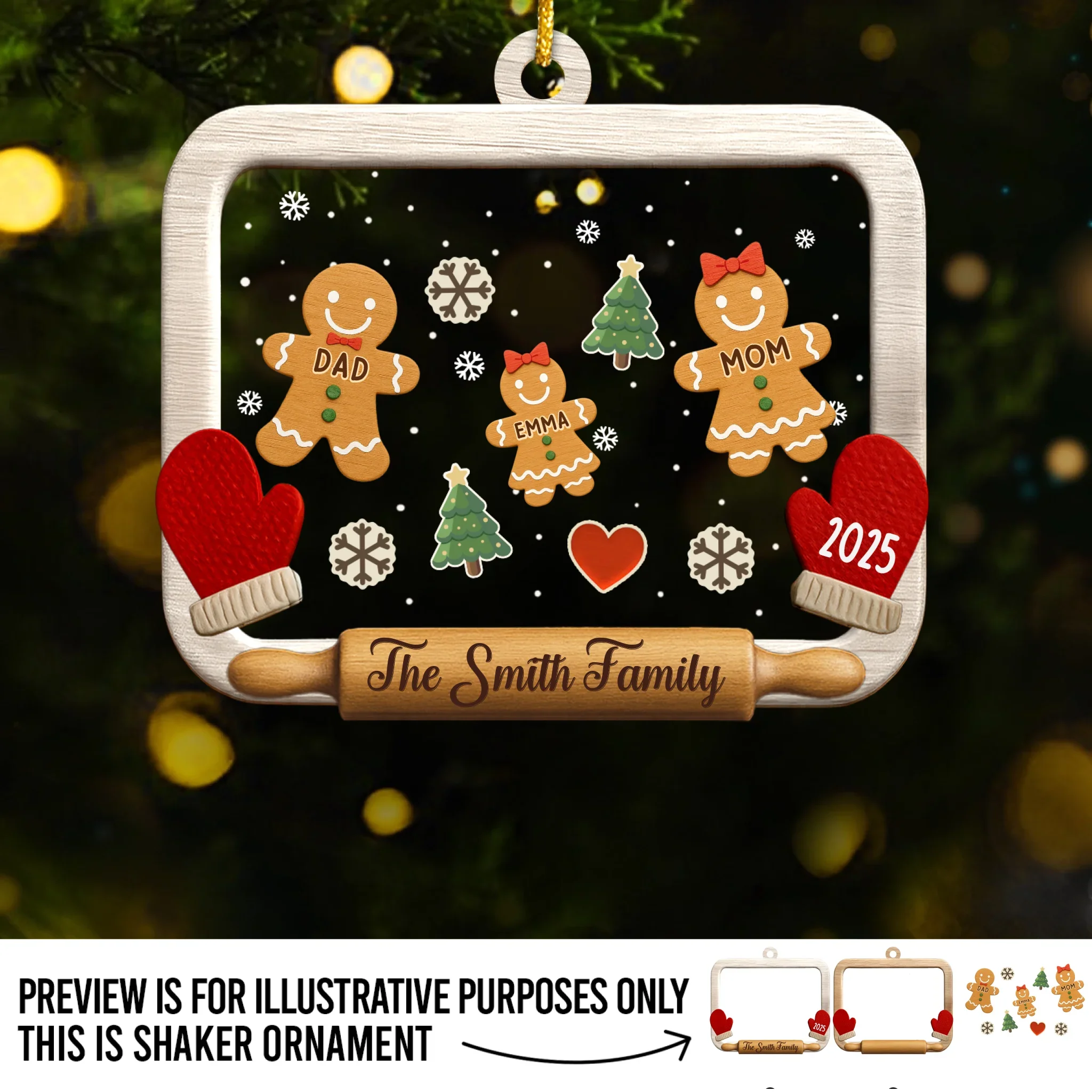 Custom 3 Layers Shaker Ornament - Personalized Christmas Birthday Gifts For Mom, Dad, Kids - Christmas Tastes Like Home - Robaser