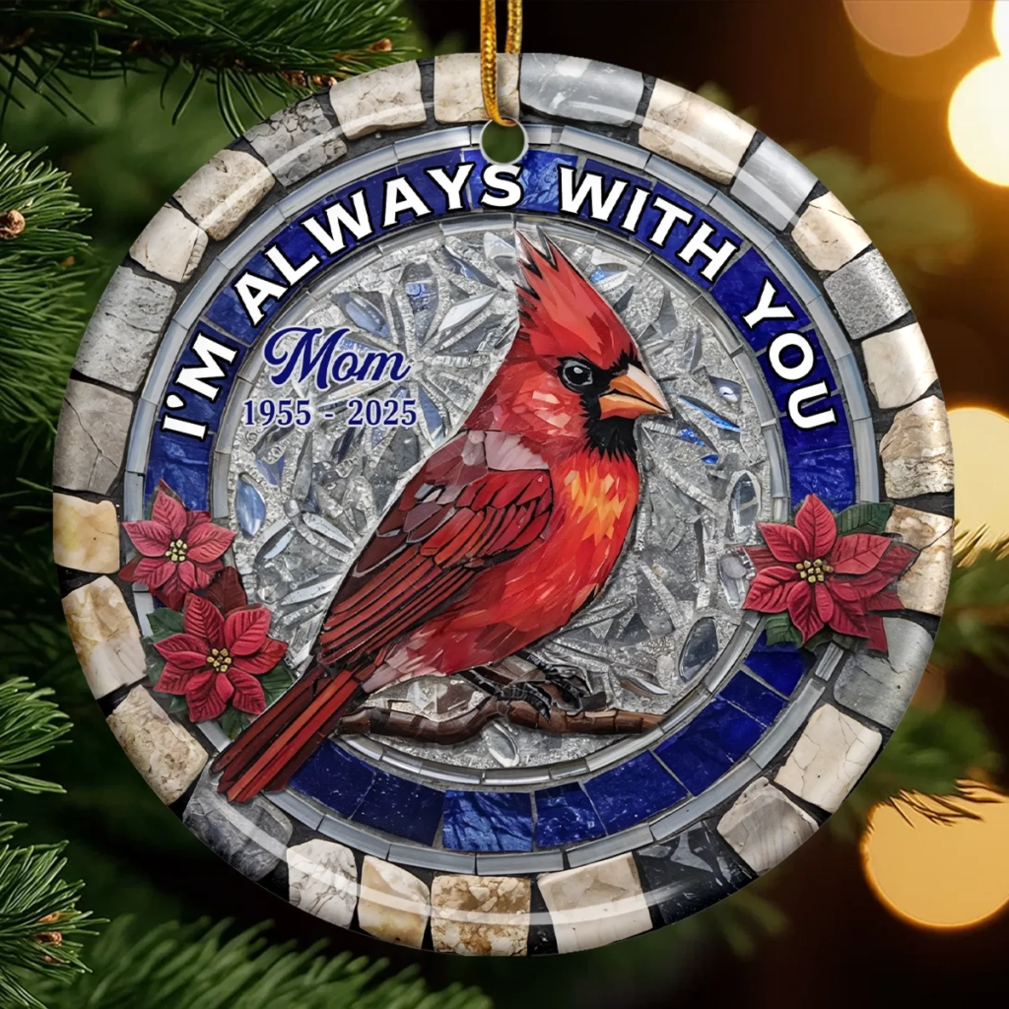Custom Cardinal Ceramic Ornament - Personalized Christmas Memorial Sympathy Gifts For Loss Of Mom, Dad - A Life That Shines Beyond Goodbye - Robaser