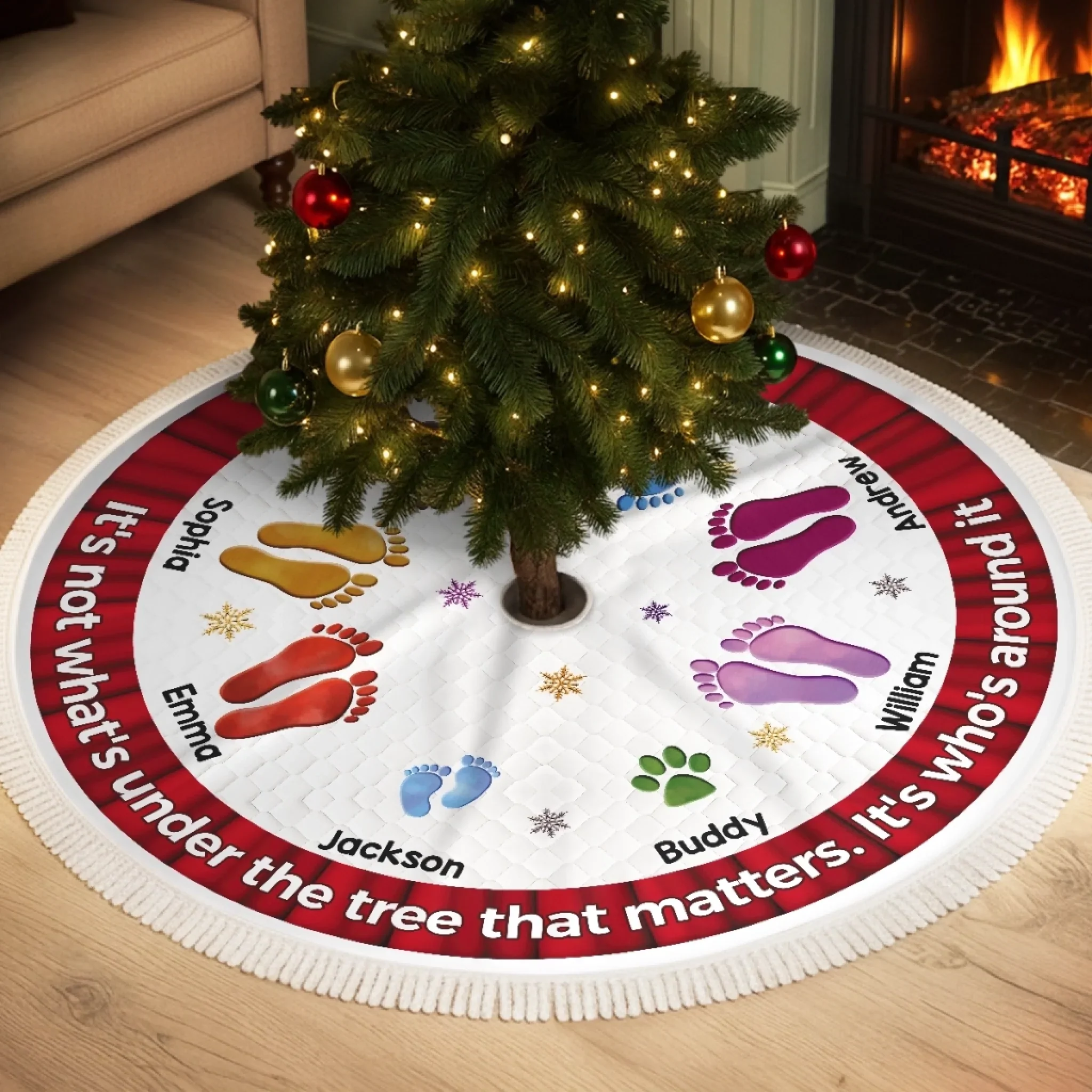 Custom Tree Skirt - Personalized Christmas Birthday Gifts For Mom, Dad, Brother, Sister, Kids - Memories Circle The Tree - Robaser