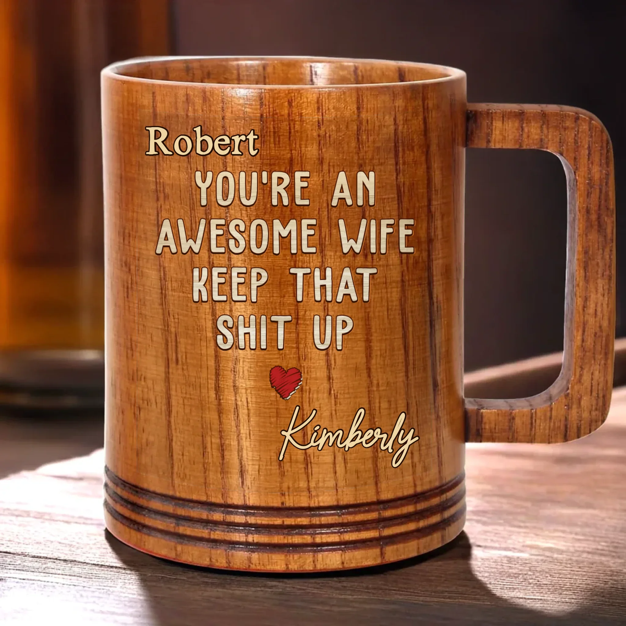 A Forever Kind Of Love - Couple Personalized Custom Wooden Mug - Gift For Husband Wife, Anniversary - Robaser