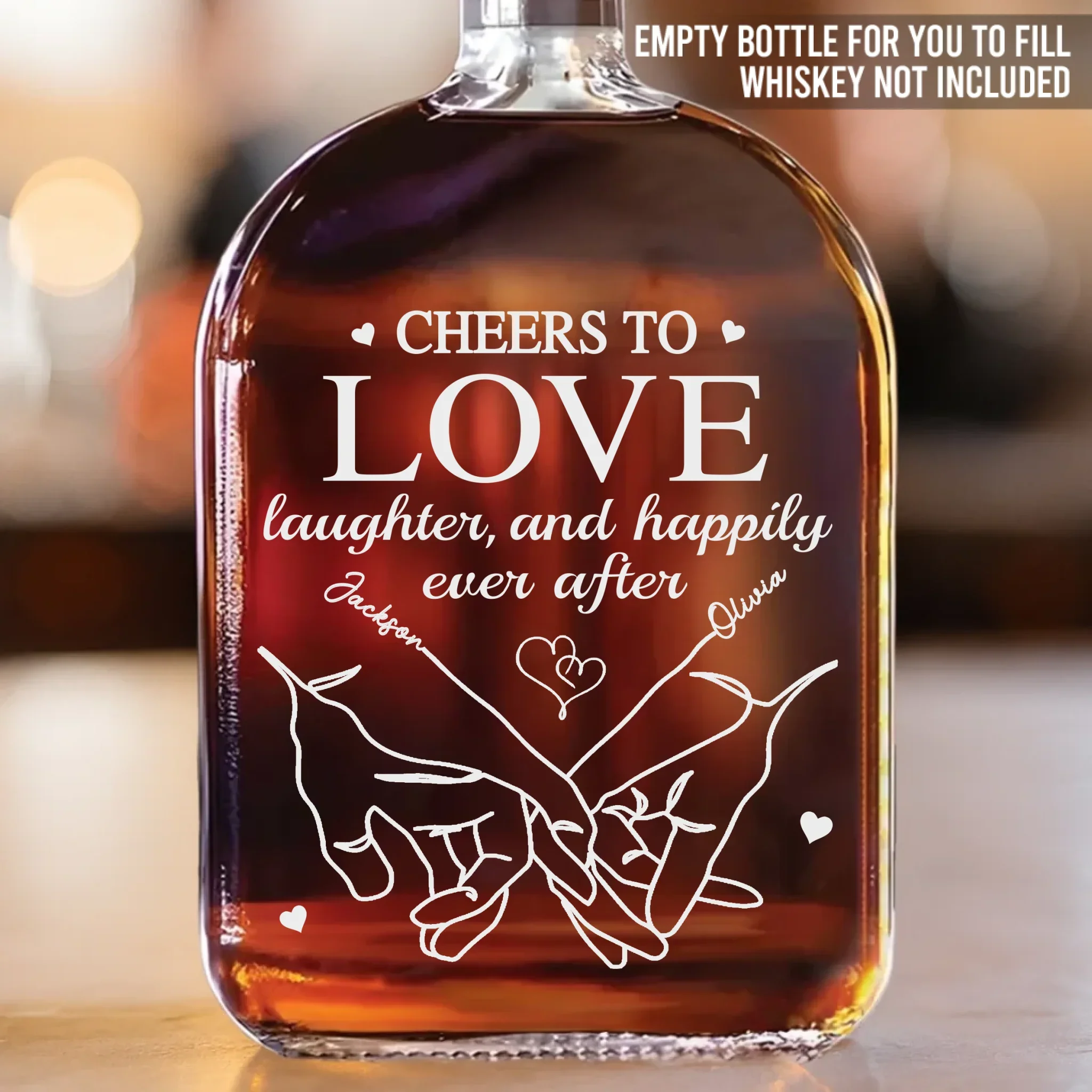 One Date, Countless Memories - Couple Personalized Custom Whiskey Bottle - Gift For Husband Wife, Anniversary - Robaser