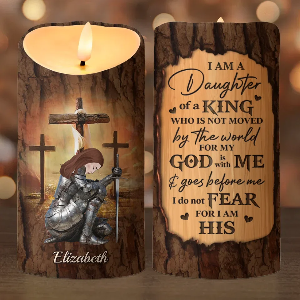 As A Warrior Of God And The Son Of The King, I Carry His Strength Within Me - Family Personalized Custom LED Candle - Christmas Gift For Yourself, Best Friends, Sisters, Family Members - Robaser