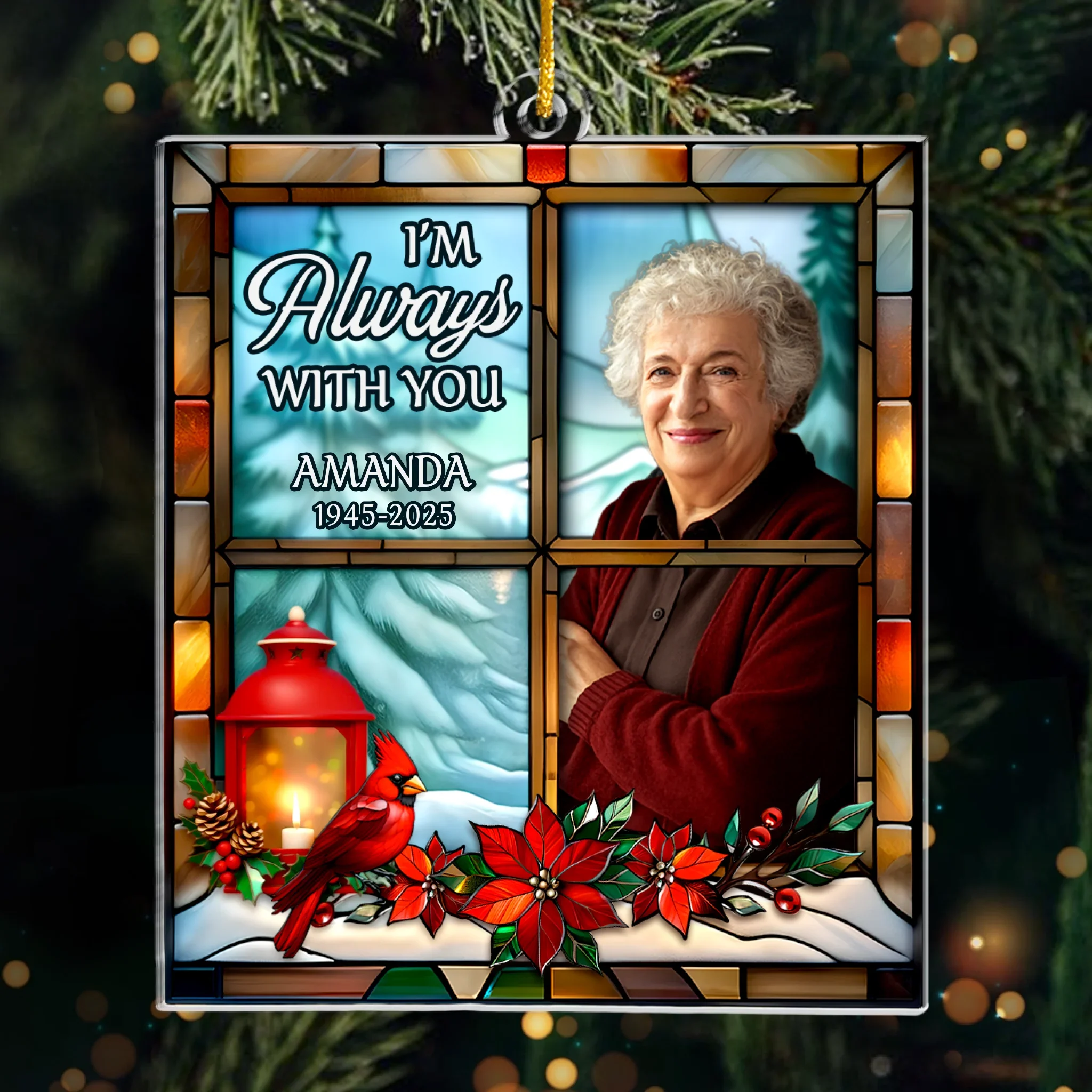 Custom Photo Acrylic Ornament - Personalized Christmas Memorial Sympathy Gifts For Loss Of Mom, Dad - Love Lives Beyond The Goodbye - Robaser