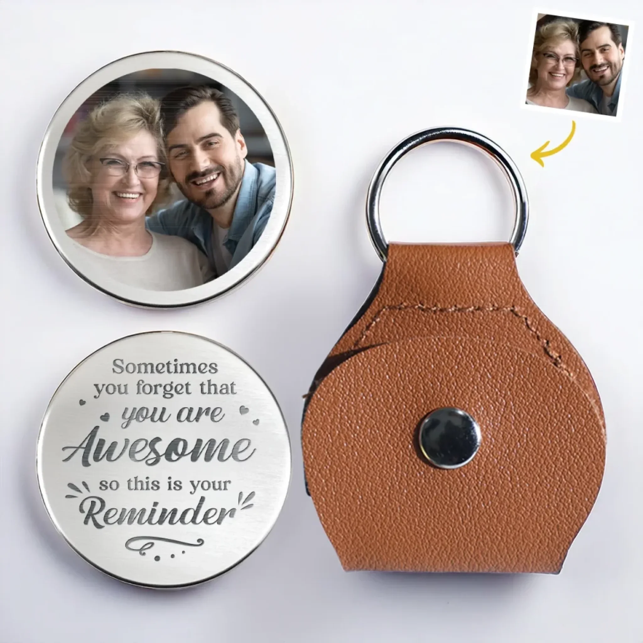 Custom Photo You  re Awesome. Don  t Forget It - Family Personalized Custom Pocket Hug - Gift For Son, Daughter, Grandson, Granddaughter - Robaser