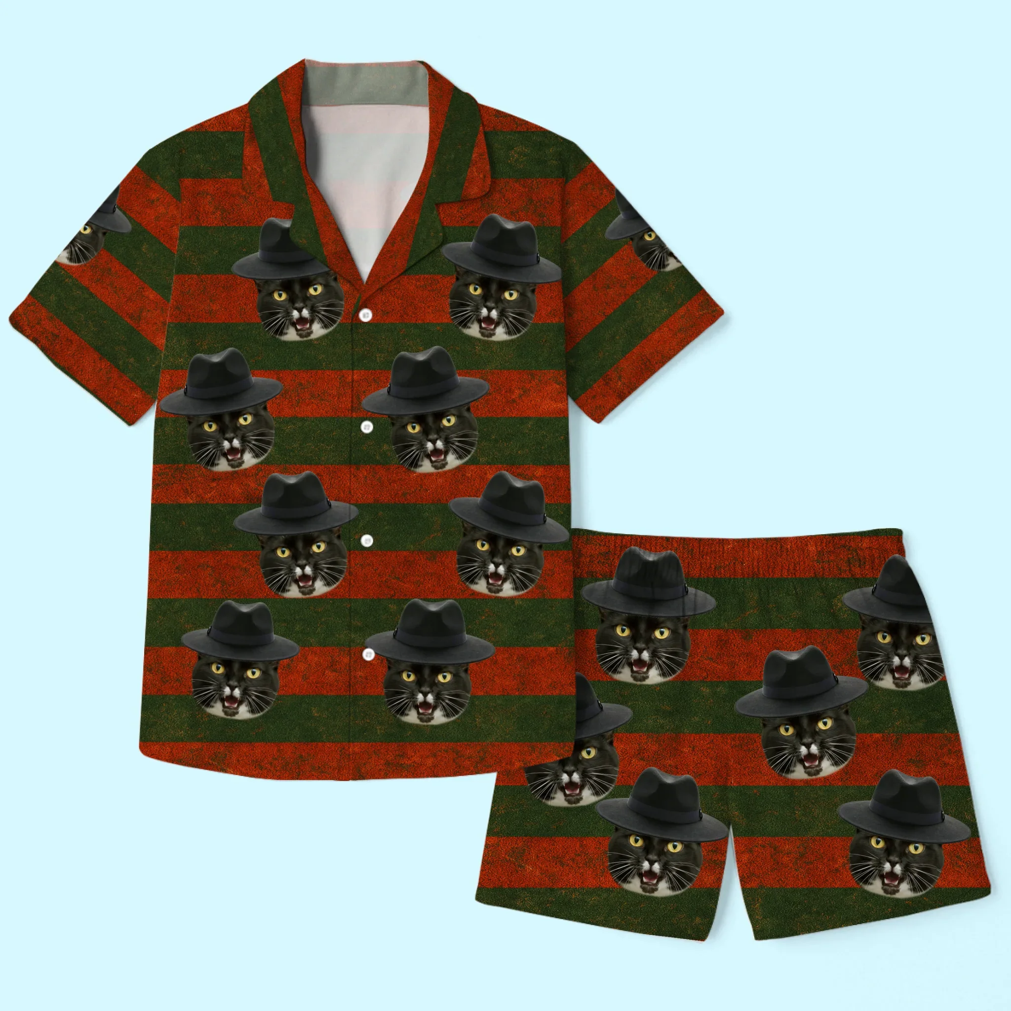 Custom Photo Short Pajama Set - Personalized Halloween Birthday Gifts For Dog Cat Lovers, Dog Dad And Mom, Cat Owners - Wickedly Cute With Paws - Robaser