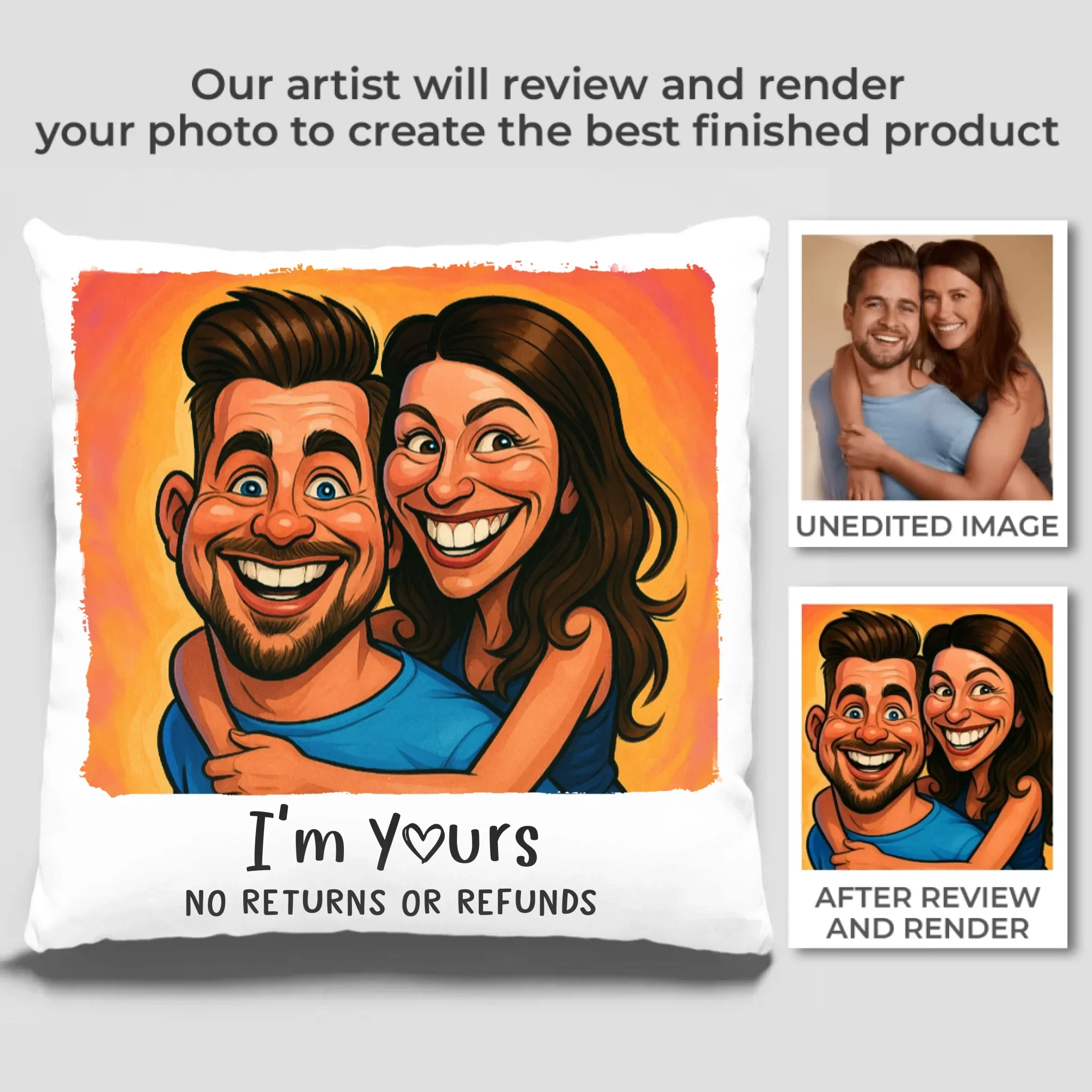 Custom Photo Funny Caricature Pillow - Personalized Anniversary Wedding Gifts For Husband And Wife, Him And Her - Together Since - Robaser