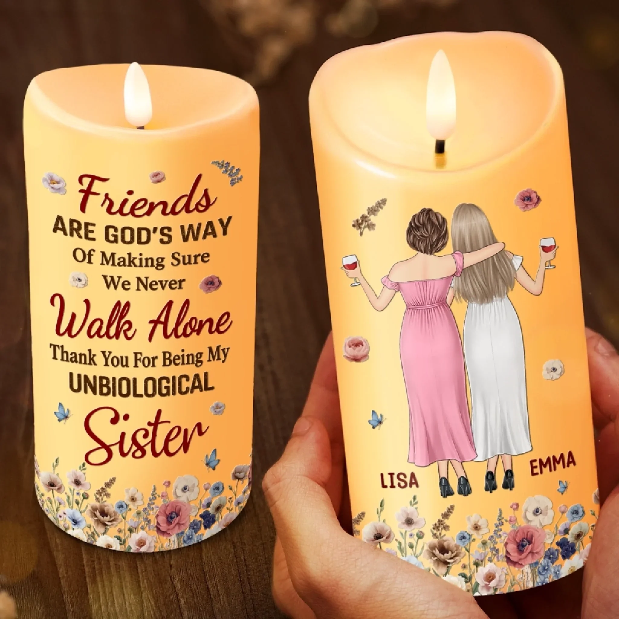 Custom LED Candle - Personalized Best Friend Birthday Gifts For Women, Besties, Sisters, BFF - Moments Glow Brighter - Robaser