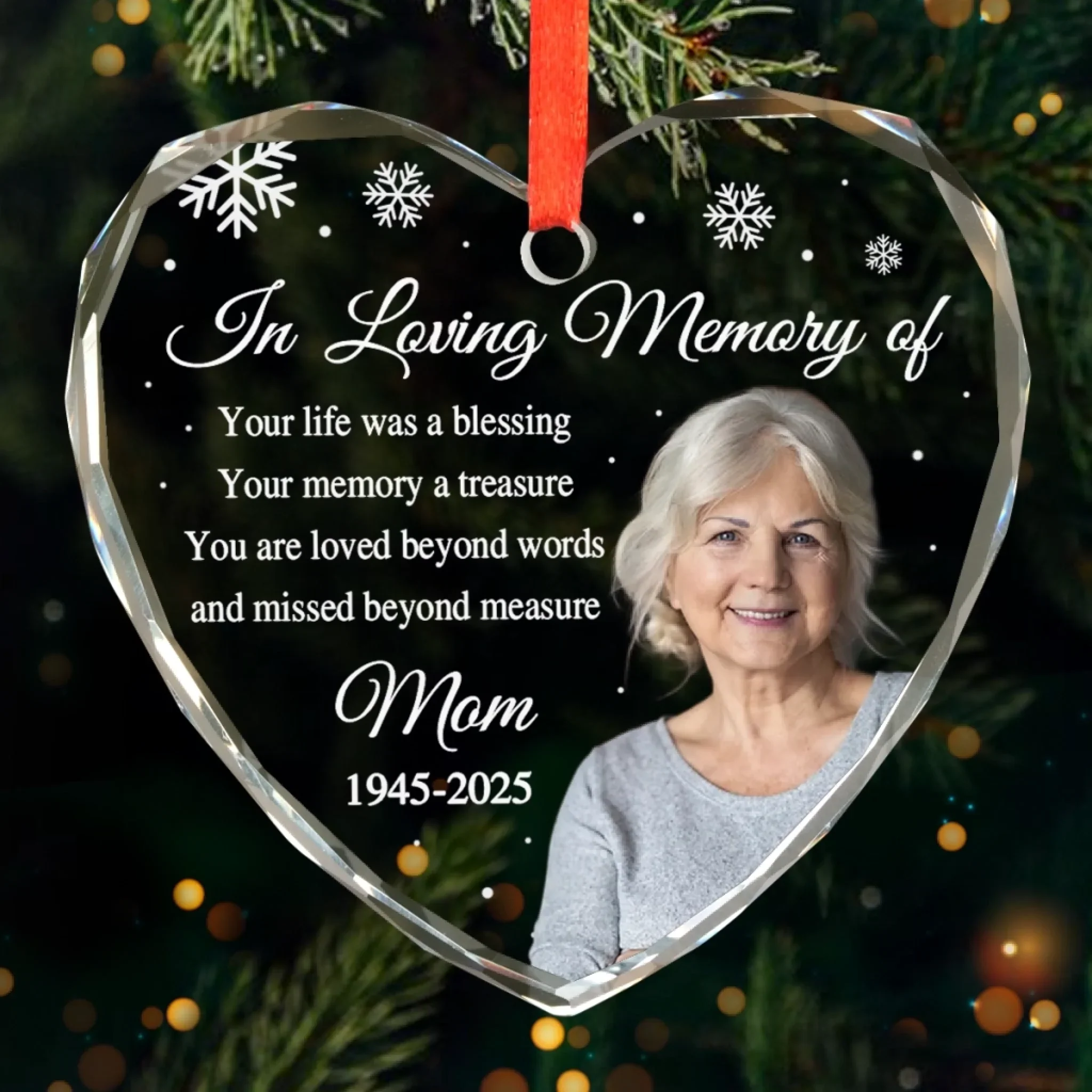 Custom Photo Heart Glass Ornament - Personalized Christmas Memorial Sympathy Gifts For Loss Of Mom, Dad - I Carry You In My Heart - Robaser