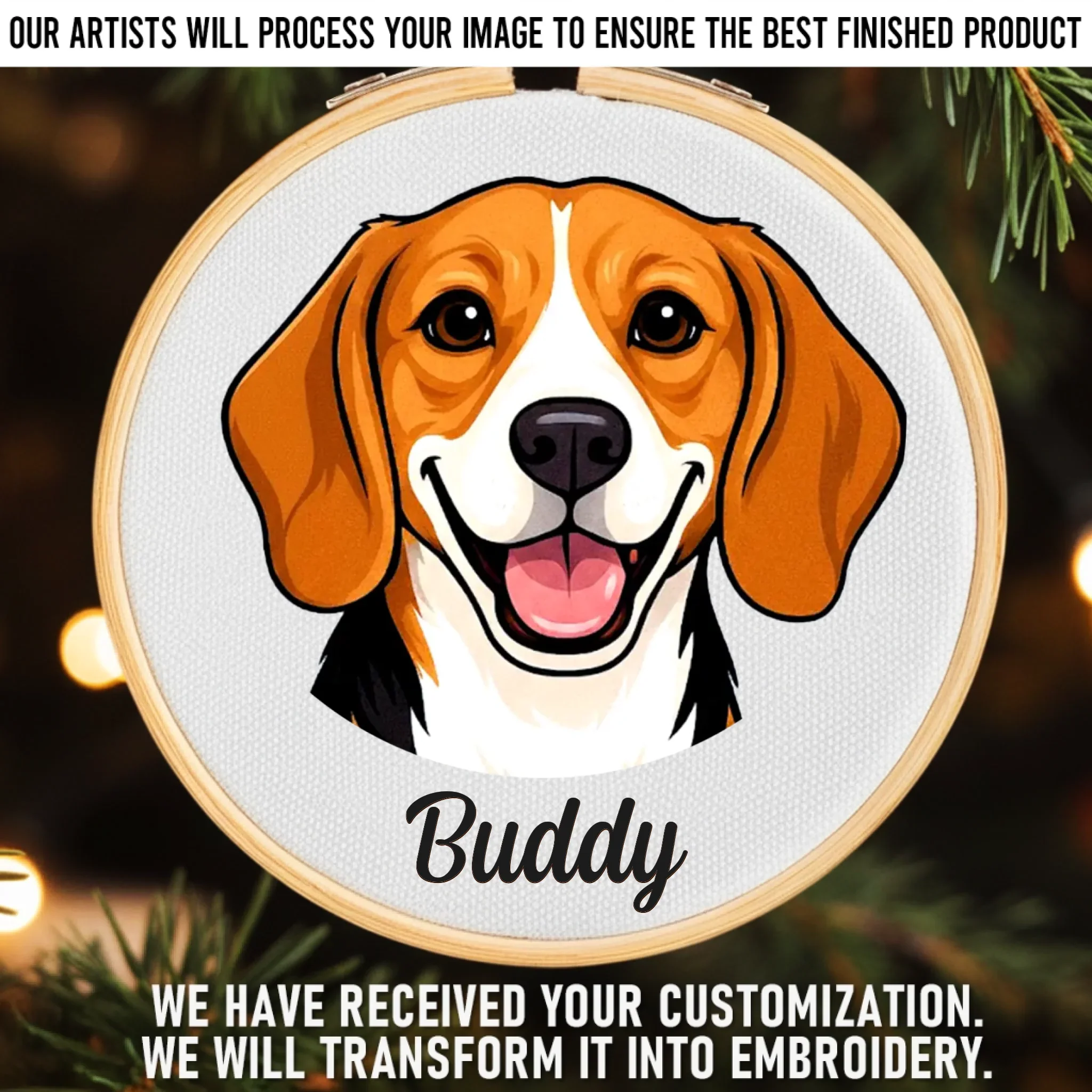 Custom Photo Embroidered Ornament - Personalized Christmas Birthday Gifts For Mom, Dad, Brother, Sister, Kids, Dog Cat Lovers - Love Is Furry And Endless - Robaser