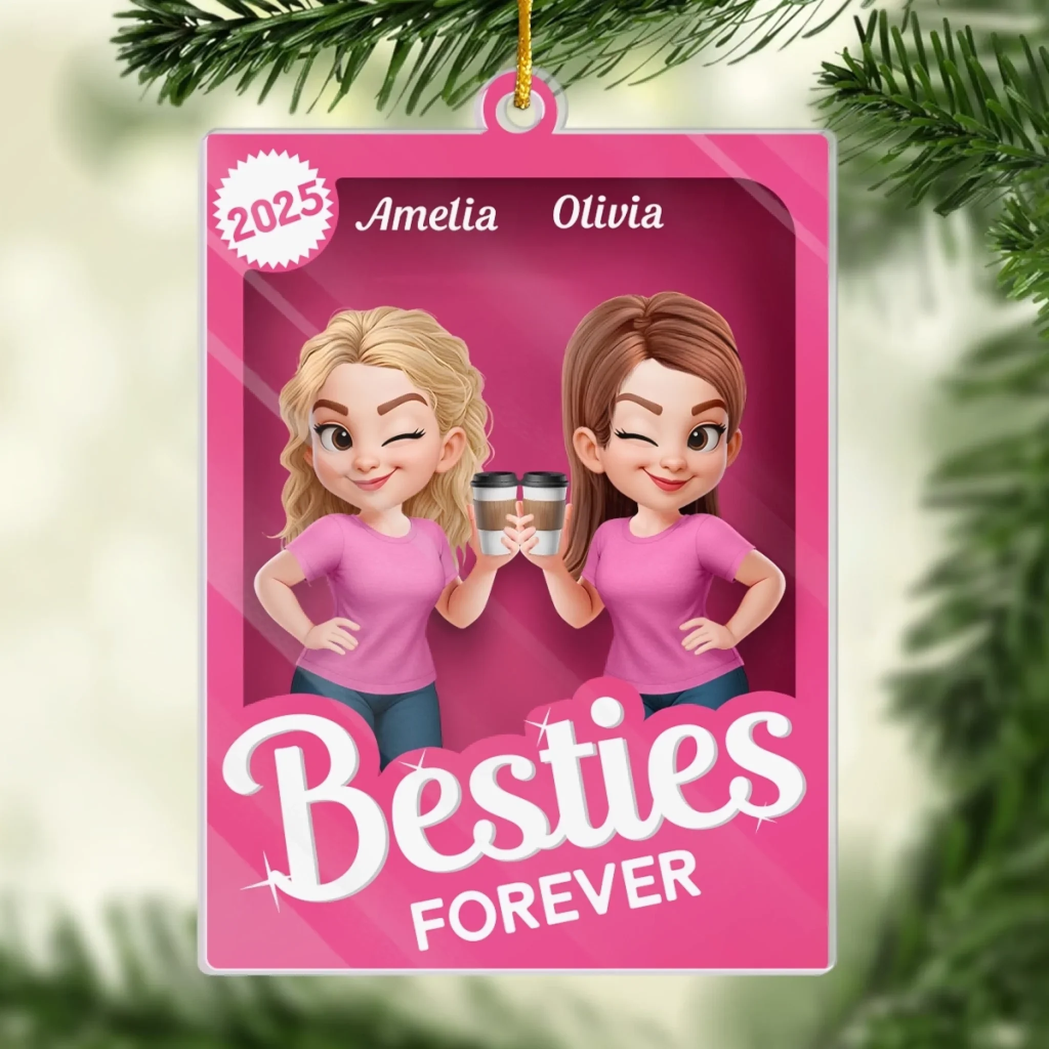 Custom Acrylic Ornament - Personalized Best Friend Birthday Gifts For Women - Sisters Forever - Robaser