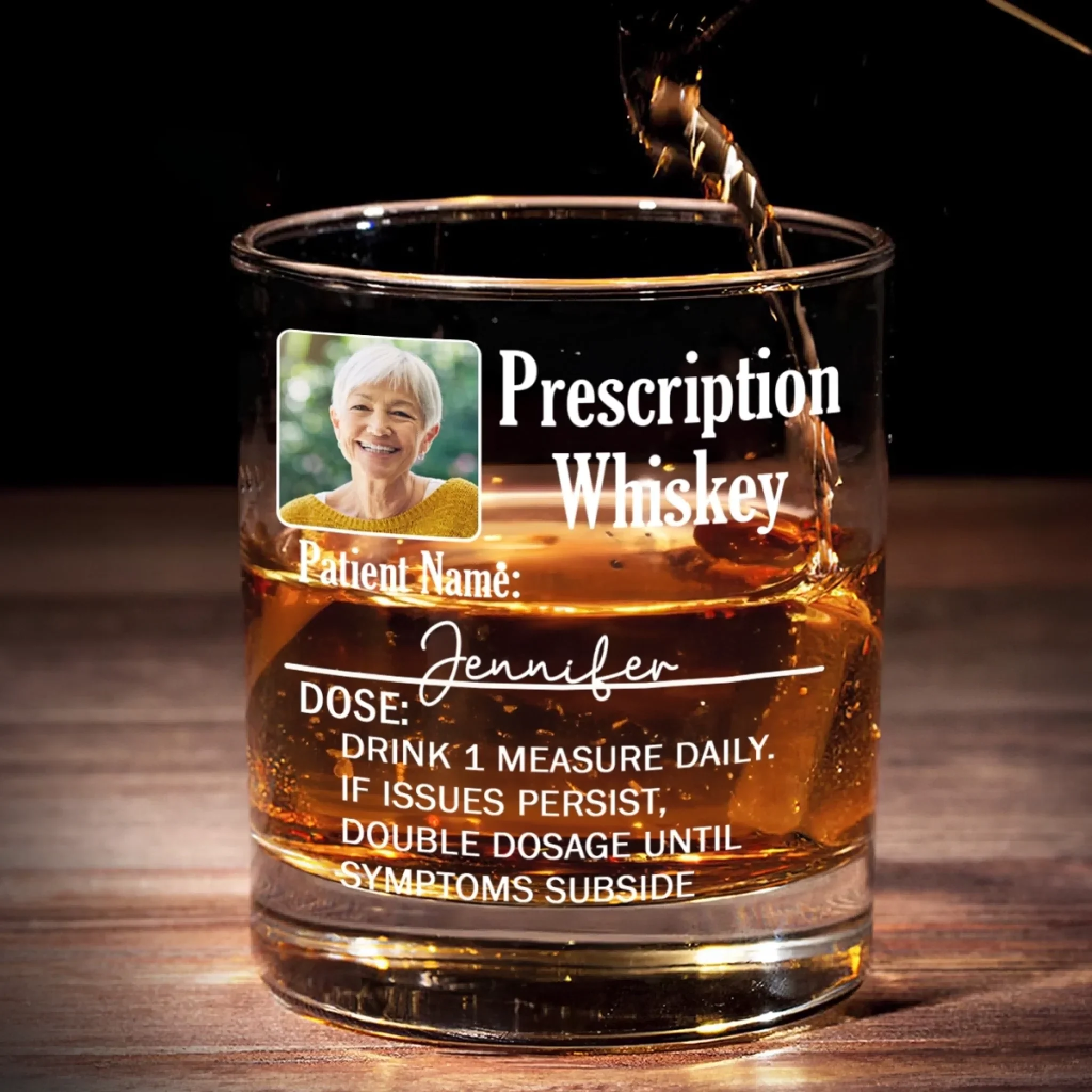 Custom Photo Your Prescription To Relax, Dad - Family Personalized Custom Whiskey Glass - Father's Day, Gift For Dad, Grandpa - Robaser