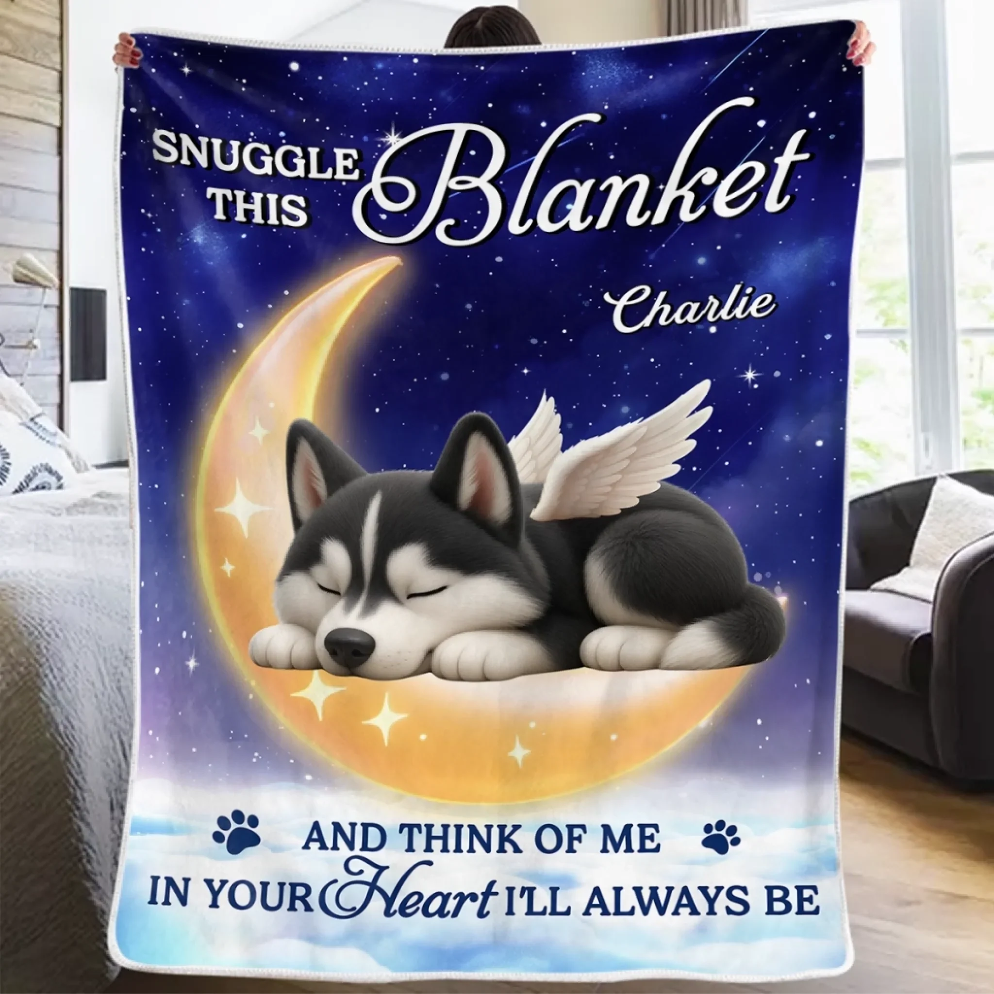 Custom Blanket - Personalized Pet Christmas Memorial Sympathy Gifts For Dogs, Cats - Your Pawprints Stay With Me - Robaser